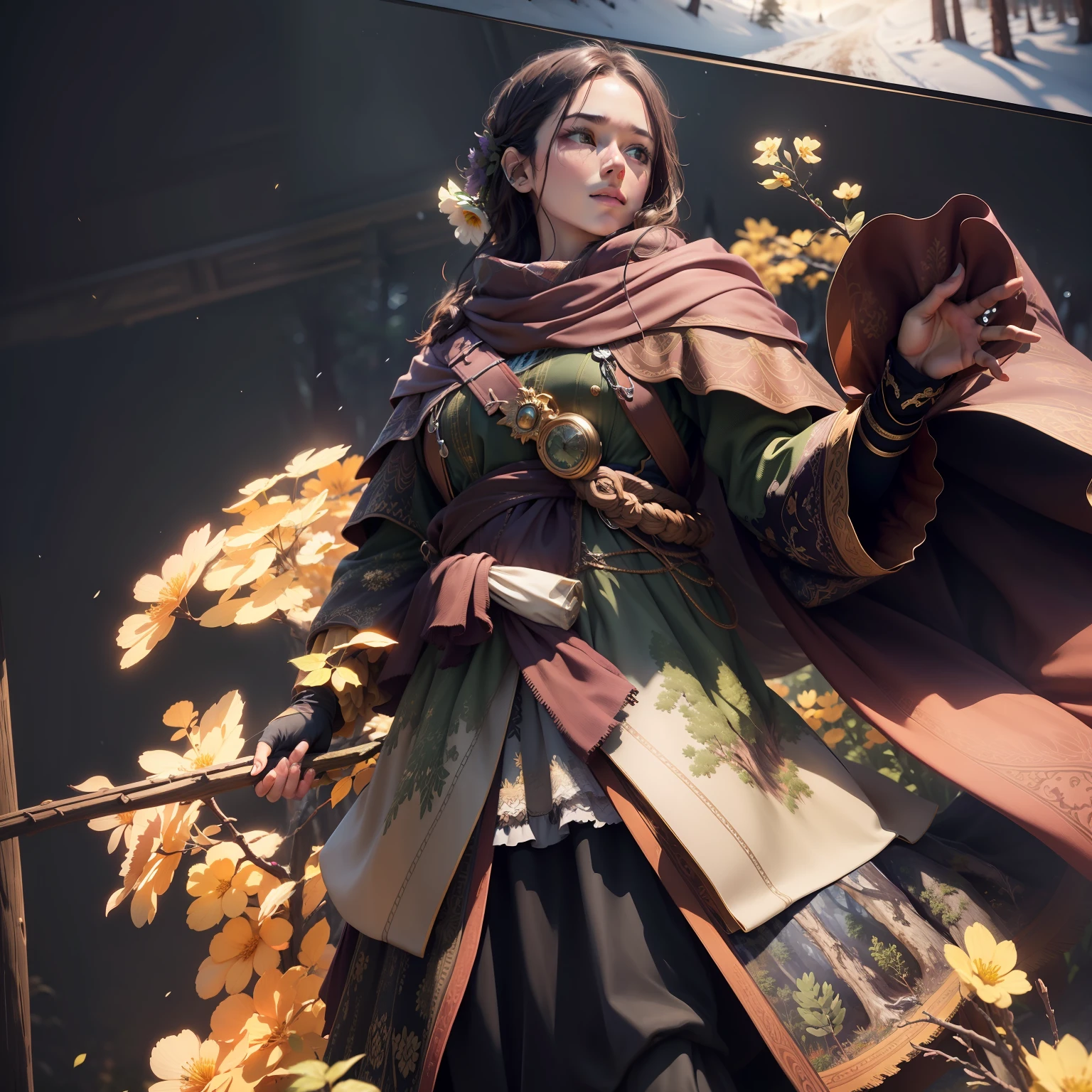 Masterpiece, best quality, high quality, highly detailed CG unity 8k wallpaper beautiful landscape oil painting, award winning photography, bokeh, depth of field, HDR, bloom, chromatic aberration, photorealism, highly detailed, trending on artstation, on CGsociety Trending, intricate, high detail, dramatic, midjourney art and masterpiece, best quality, high quality, extremely detailed CG unity 8k wallpaper lush summer landscape with rolling green hills stretching towards the horizon, dotted with pink, yellow wildflowers, and purples, volumetric lighting and masterpiece, best quality, high quality, extremely detailed CG unity 8k wallpapers serene autumn landscape surrounded by trees in shades of golden yellow, fiery red and burnt orange. The crisp air is laced with the sweet aroma of fallen leaves and wood smoke. The ground is covered with a golden foliage that rustles underfoot. In the distance a golden mountain rises, volumetric lighting and a masterpiece, best quality, high quality, extremely detailed CG unity 8k wallpaper breathtaking winter landscape covered in a golden mantle creating a glittering A world of glowing white and gold. Tall evergreen trees are tall and proud, their branches are crushed by heavy snow, volumetric lighting and masterpiece, best quality, high quality, extremely detailed CG unity 8k wallpaper a vibrant spring landscape full of new life and colors. Rolling hills covered in a green carpet, dotted with delicate wildflowers in shades of pink, purple and yellow, stereoscopic lighting --auto