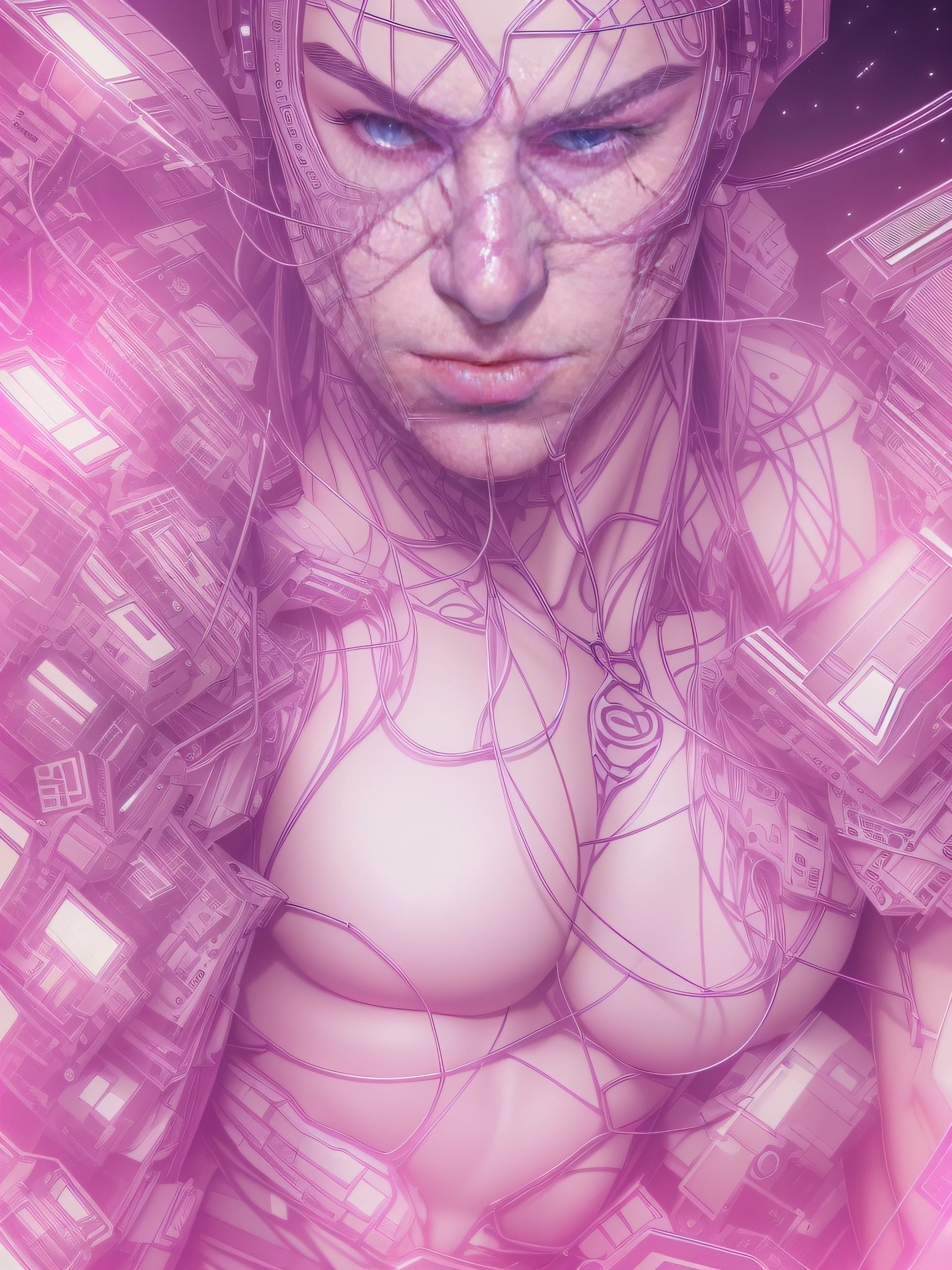 (The art of leading technology，1.4)，Ahead of the curve，（Electronic systems: overhead humanoid robots，Naked muscular masculinity：1.2），（tmasterpiece，best qualityer，Official fine art， Aesthetics：1.2），（Hyper-detailing），（（see-through thong：1.2））（（Biopunk，Cyborg man：1.1））（（various old tvs in the background：1.1））finely detailled，Most Best Illustration，hand-drawn high quality，（scybernetic，hight contrast），（Have a detailed brain that you can see：1.3），（Artistically），Line drawing，（Complex lines），Clear lines，s fractal art，Brush strokes，ukiyo-style，（nakeness，Muscular macho，full-body portraits，see-through thong，Extreme closeup：1.1），（Muscular macho，Skin tone transparent tweezers：1.1）（,With a delicate heart that can be seen：1.1），The perfect facial features of a supermodel，whole body show（muscles cable wires：1.2），Large scene composition，Perfect pectorals and abs，Mysterious night，Extremely provocative and sexy（Add details），（detailedbackground：1.2），（|cyber punk perssonage，core，），A high resolution，extremy detailed（（Realistic skin，Ultra-artistic，I only wore a pair of transparent thongs with a skin tone，The internal structure is faintly visible：1.2））（（whole body display，Extreme detail：1.2））（Canon M50|100mm|sharp fokus |Gently|ultra-realistic realism |The is very detailed|intricately details |blood vessel ：1.2）