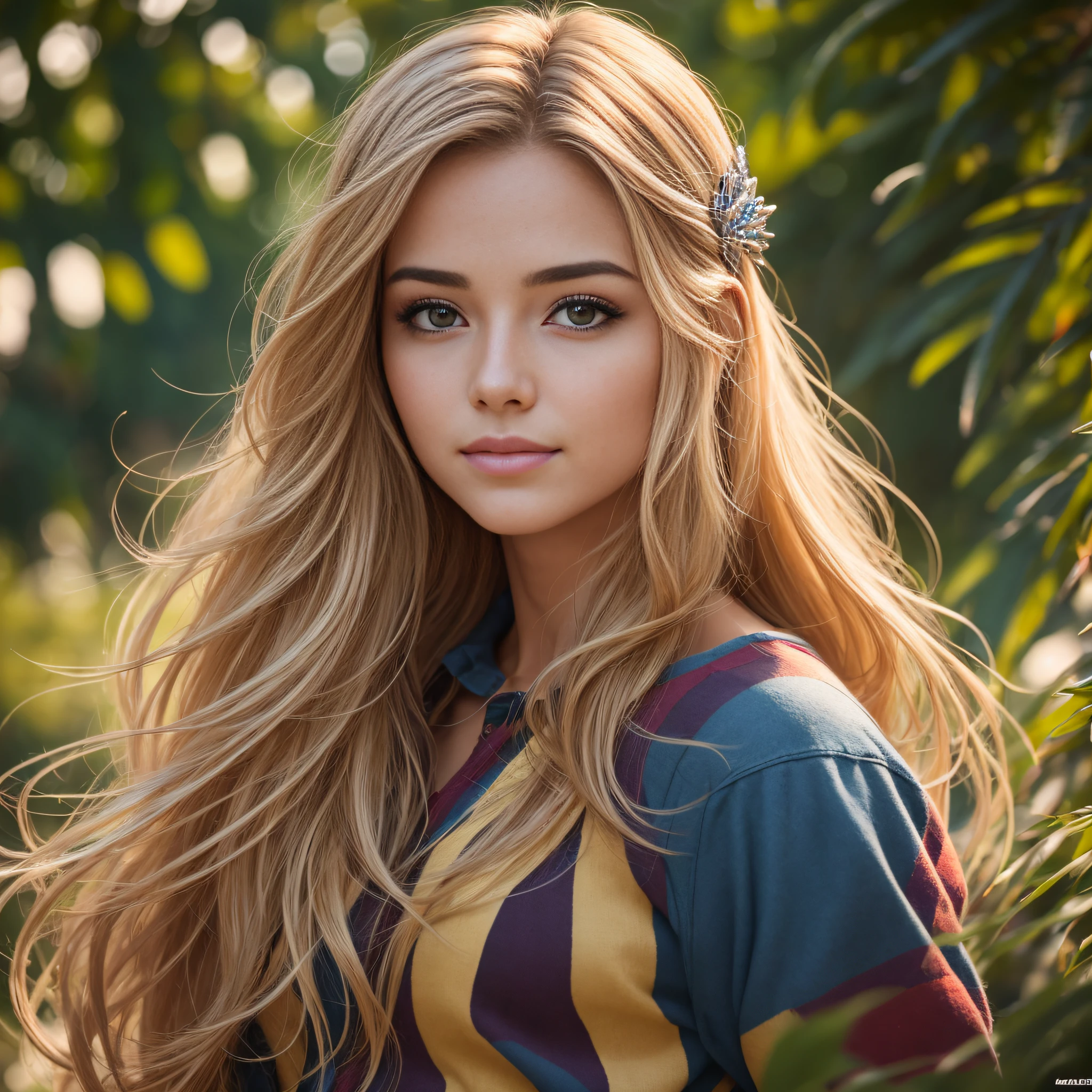 1 mulher, melhor qualidade, extremely high-resolution, Ultra realista, [portanto|Fractius|verde], roupa de estudante de escola de magia, Golden hair accessory, colar, joias, beautiful face, whole body view, Realistic, em uma montanha, Two-tone lighting, (pele de alto detalhe: 1.2), 8k, luz suave, alta qualidade, volumetric light, candid, fotografia, extremely high-resolution.