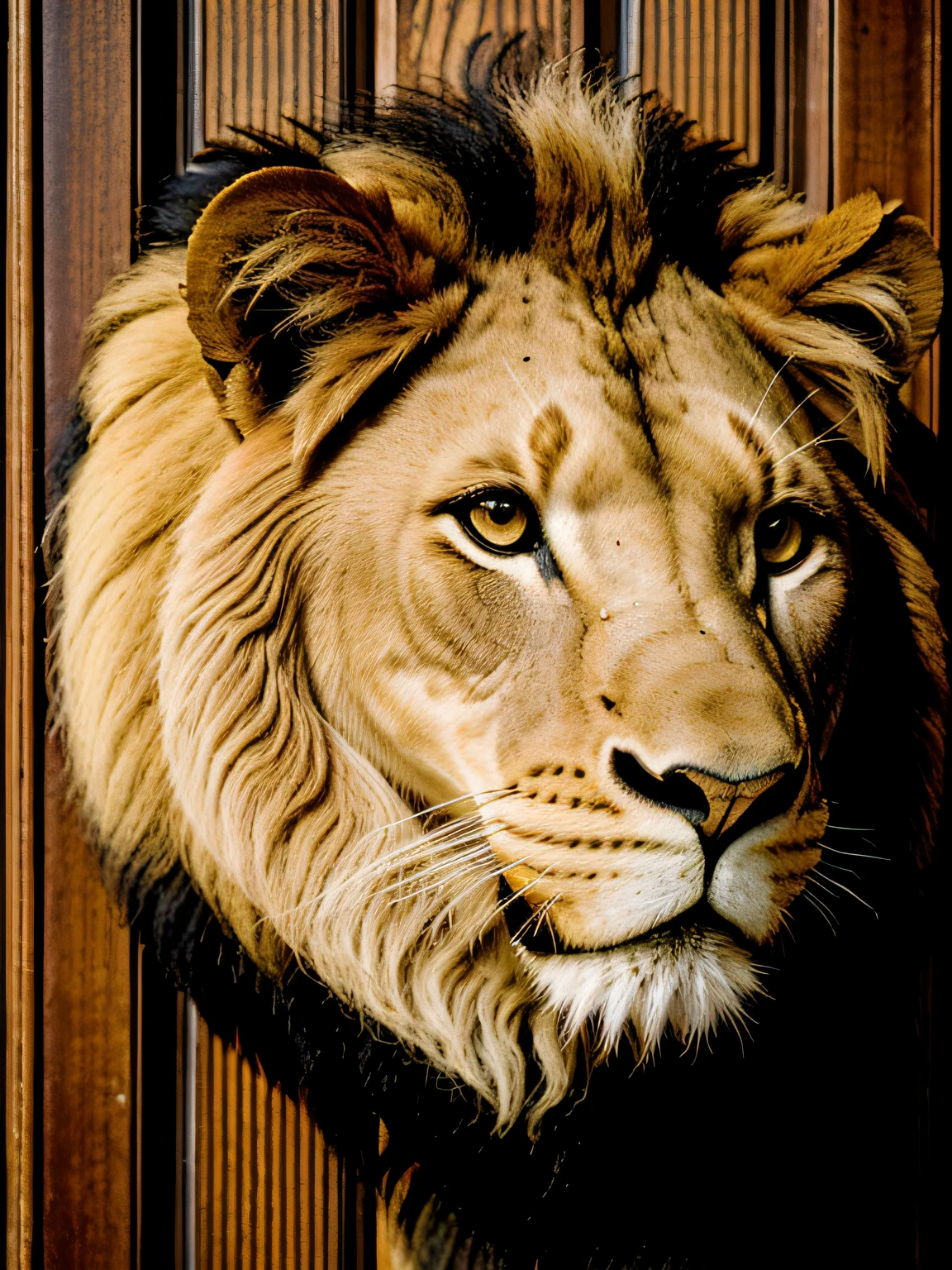 Retracted door of a lion, obra-prima, estilo de foto canon, neon de fundo --auto