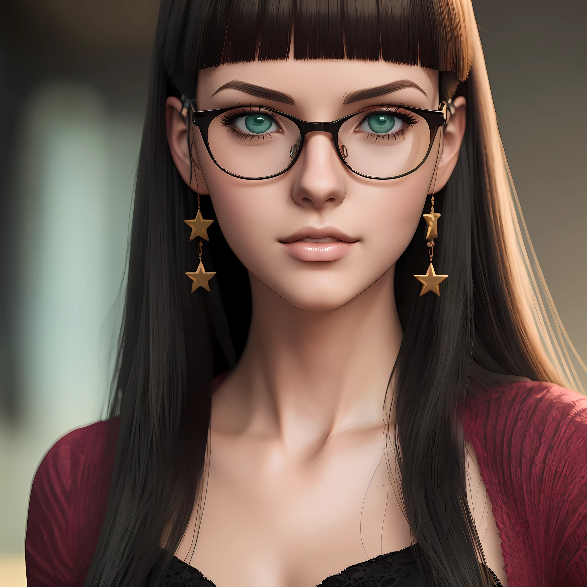 Anime girl with glasses and stars in her hair, photorealistic anime girl rendering, arte de anime realista, Estilo anime 3D realista, anime jovem realista, estilo realismo anime, 3 d anime realista, realistic anime art style, Arte no estilo de Guweiz, retrato bonito do anime, estilo de arte realista, retrato impressionante do rosto do anime, arte cg anime suave