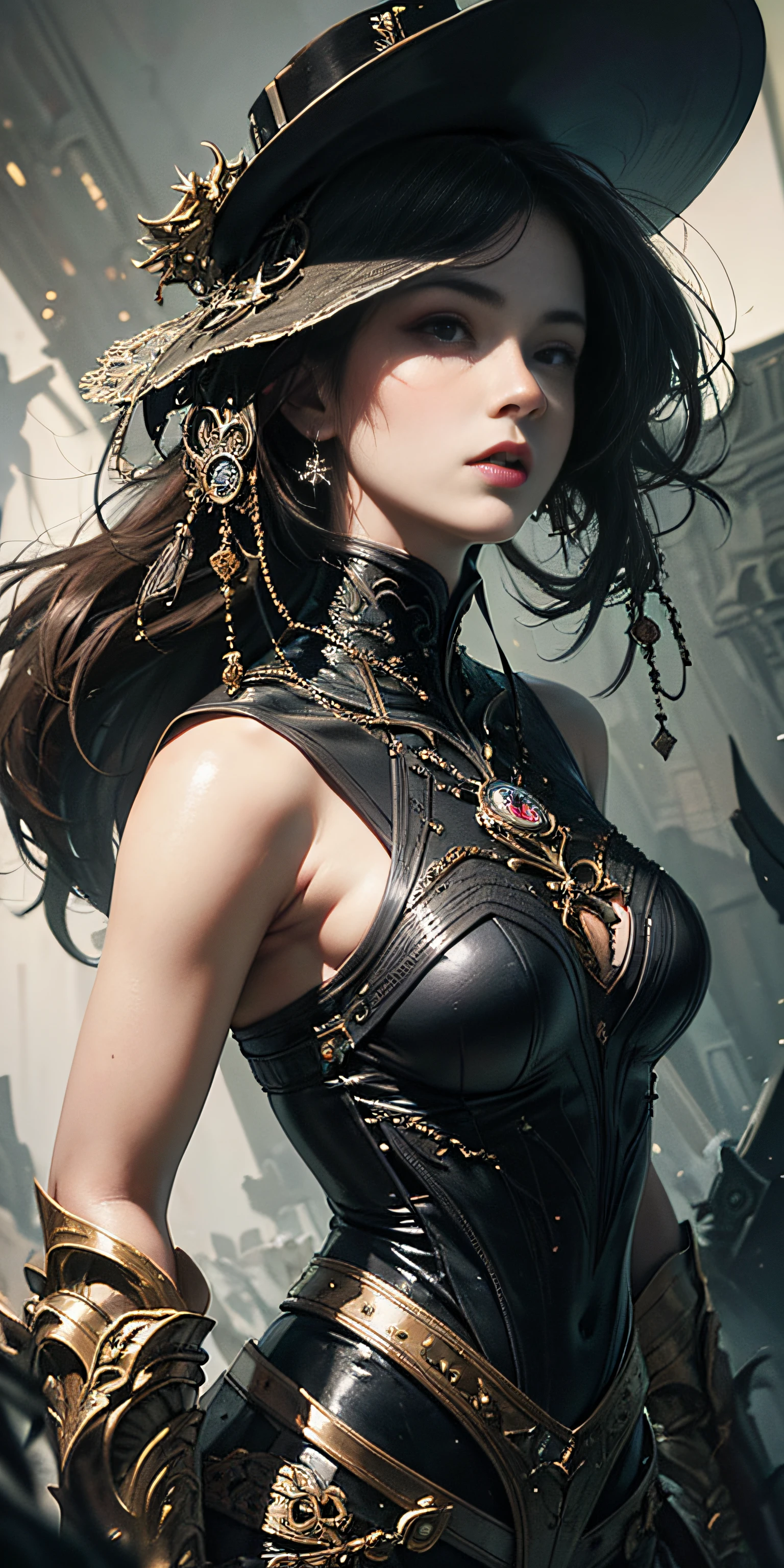 official art, unity 8k wallpaper, ultra detailed, beautiful and aesthetic, masterpiece, best quality, (zentangle, mandala, tangle, entangle), (fractal art:1.3) , 1girl, extremely detailed, dynamic angle, cowboyshot, the most beautiful form of chaos, elegant, a brutalist designed, vivid colours, romanticism, by james jean, roby dwi antono, ross tran, francis bacon, michal mraz, adrian ghenie, petra cortright, gerhard richter, takato yamamoto, ashley wood, atmospheric,  of musical notes, streaming musical notes visible