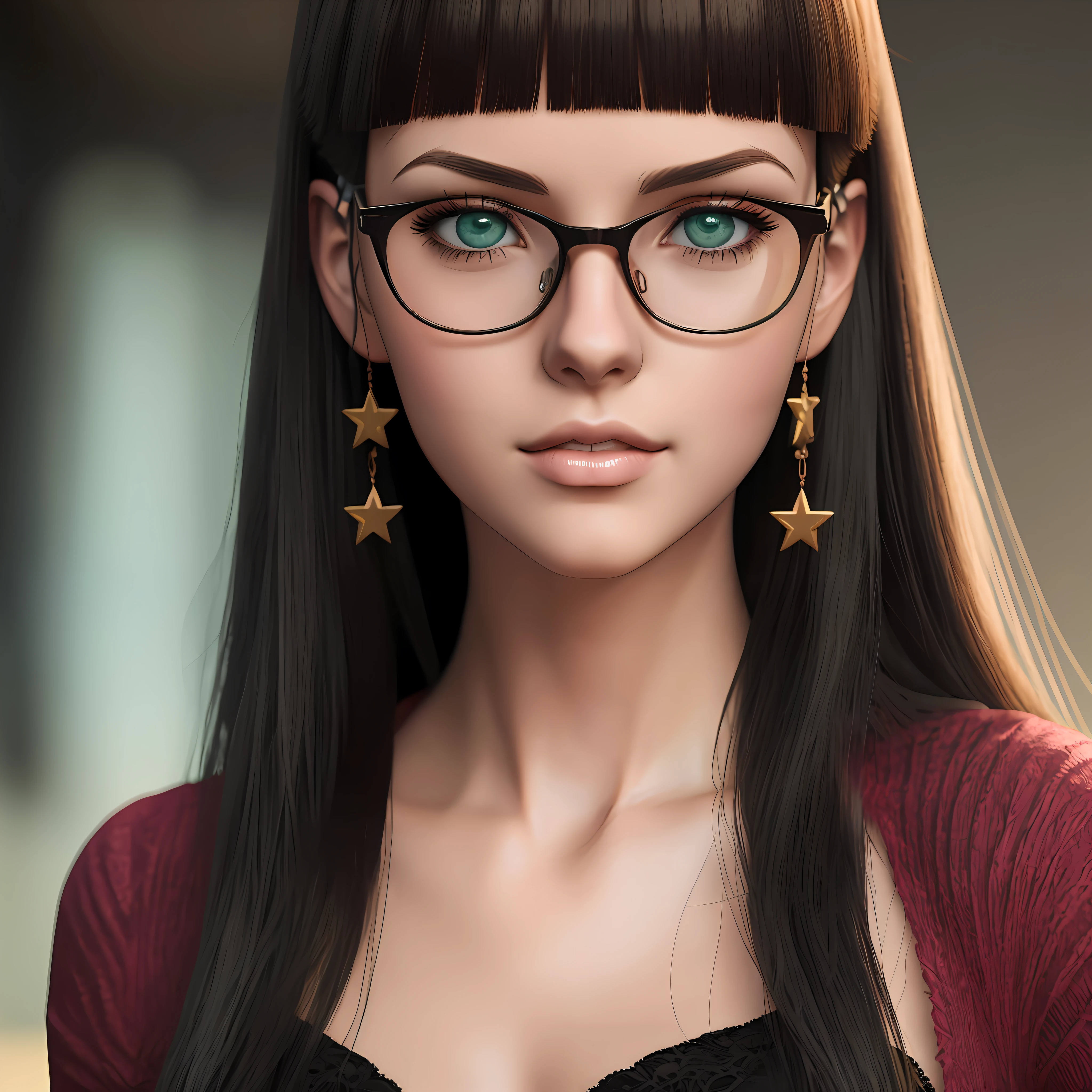 Anime girl with glasses and stars in her hair, photorealistic anime girl rendering, arte de anime realista, Estilo anime 3D realista, menina anime jovem realista, estilo realismo anime, 3 d anime realista, realistic anime art style, Arte no estilo de Guweiz, retrato bonito do anime, estilo de arte realista, retrato impressionante do rosto do anime, arte cg anime suave