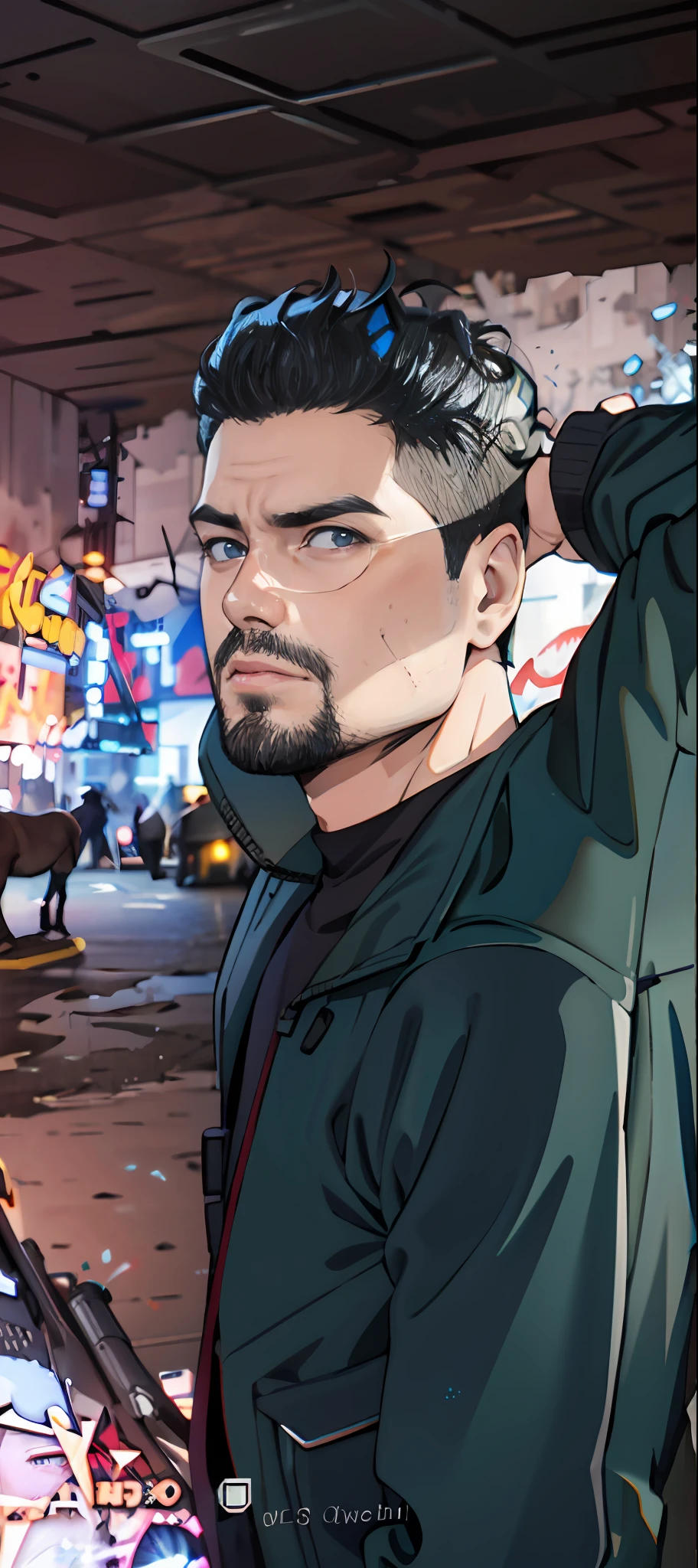 Change background cyberpunk handsome boy realistic face