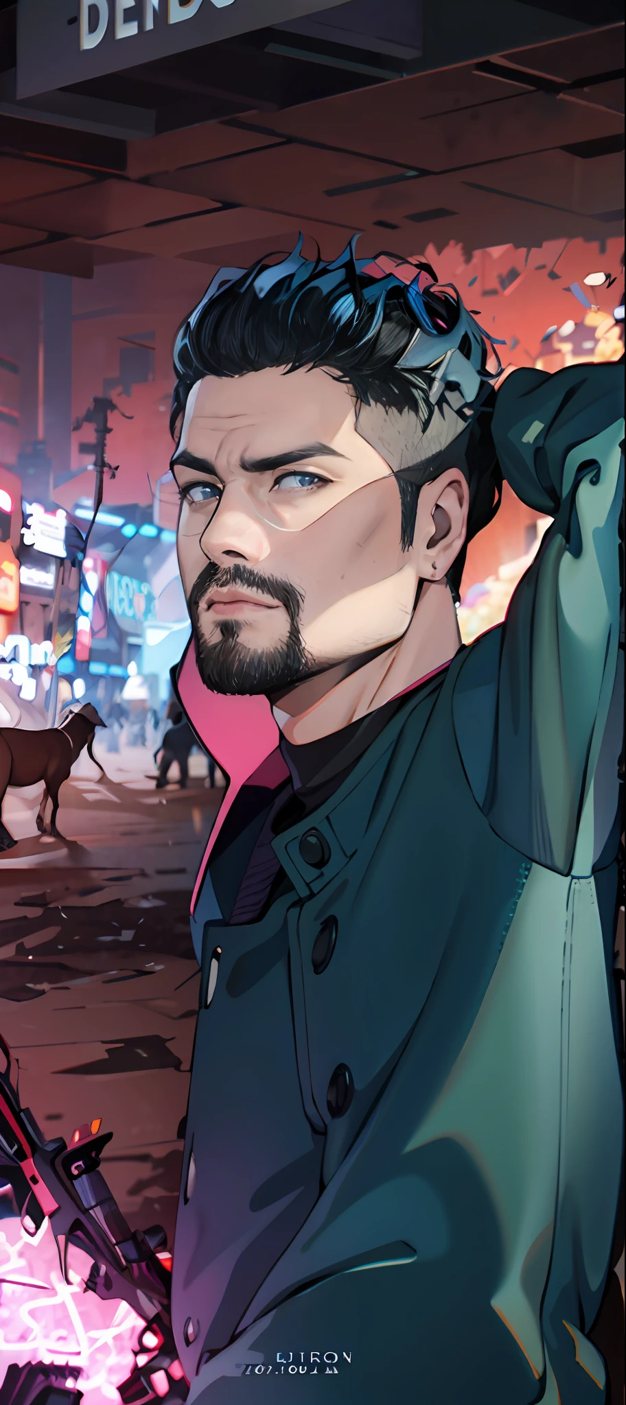 Change background cyberpunk handsome boy realistic face