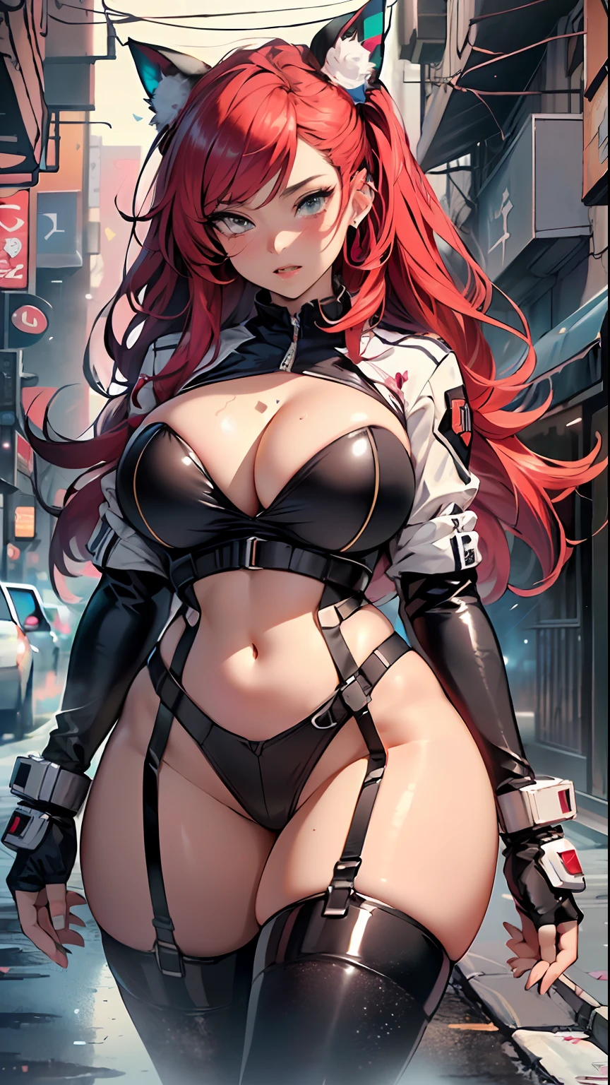 cute pit girl,(((1girl))),((anime pit girl with extremely cute and beautiful red hair walking seductively down the street)),
(huge breasts:1.4),saggy breasts,(((red voluminous hair:1.35,absurdly long unkept hair,colored inner hair, ear breathing, large hair))),((heterochromia, eye1 red, eye2 green, perfect eyes, upturned eyes:1.3, beautiful detailed eyes, finely detailed beautiful eyes:1, big highlight on eyes:1.2, slanted eyes)),((fat)),(((lustrous skin:1.5,bright skin: 1.5,skin tanned,shiny skin,very shiny skin,shiny body,plastic glitter skin,exaggerated shiny skin))),(spider lower abdomen,narrow waist,wide hip,athletic body,inflated legs,delicate detailed fingers,detailed body,detailed arms,human hands, detailed hands),
cute,slutty,seductive,erotic,nsfw,
(((pit girl uniform)))(magenta pit girl suit unbuttoned), ((magenta clothes)),(((huge cleavage))), cleavage cutout, (detailed outfit,detailed clothes),
(dynamic pose:1.0),solo focus,embarrassed,blush, sweat,((tears,open mouth)), moist eyes,centered,scale to fit dimensions,Rule of thirds,
outdoors, ((night view)), (cyberpunk night street Background: 1.5,dark sky,alleyway,lonely alley,thick clouds, detailed background:1.25),
(best quality), (high resolution), (sharp focus), (ultra detailed), (extremely detailed), (extremely high quality artwork), 8k_wallpaper, (extremely detailed CG 8k),(very fine 8K CG), ((hyper super ultra detailed perfect piece)), flawless, (((masterpiece))), illustration, vibrant colors, (intricate), High contrast, Selective lighting, Double exposure, HDR (High Dynamic Range), Post-processing, Background blur,