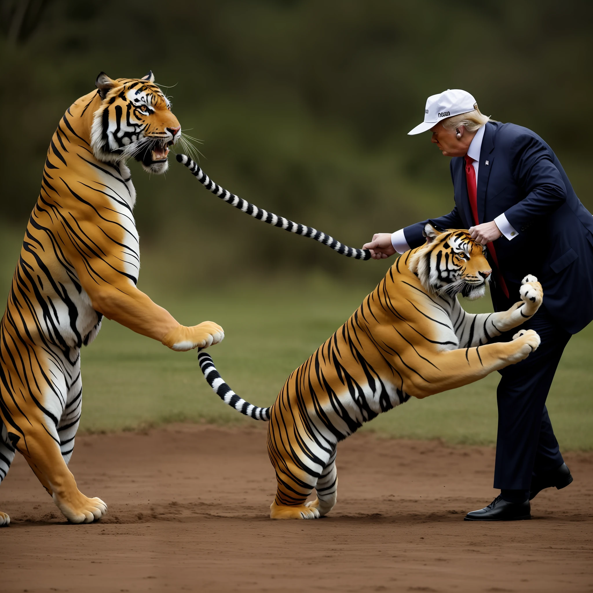 ????? fighting a tiger