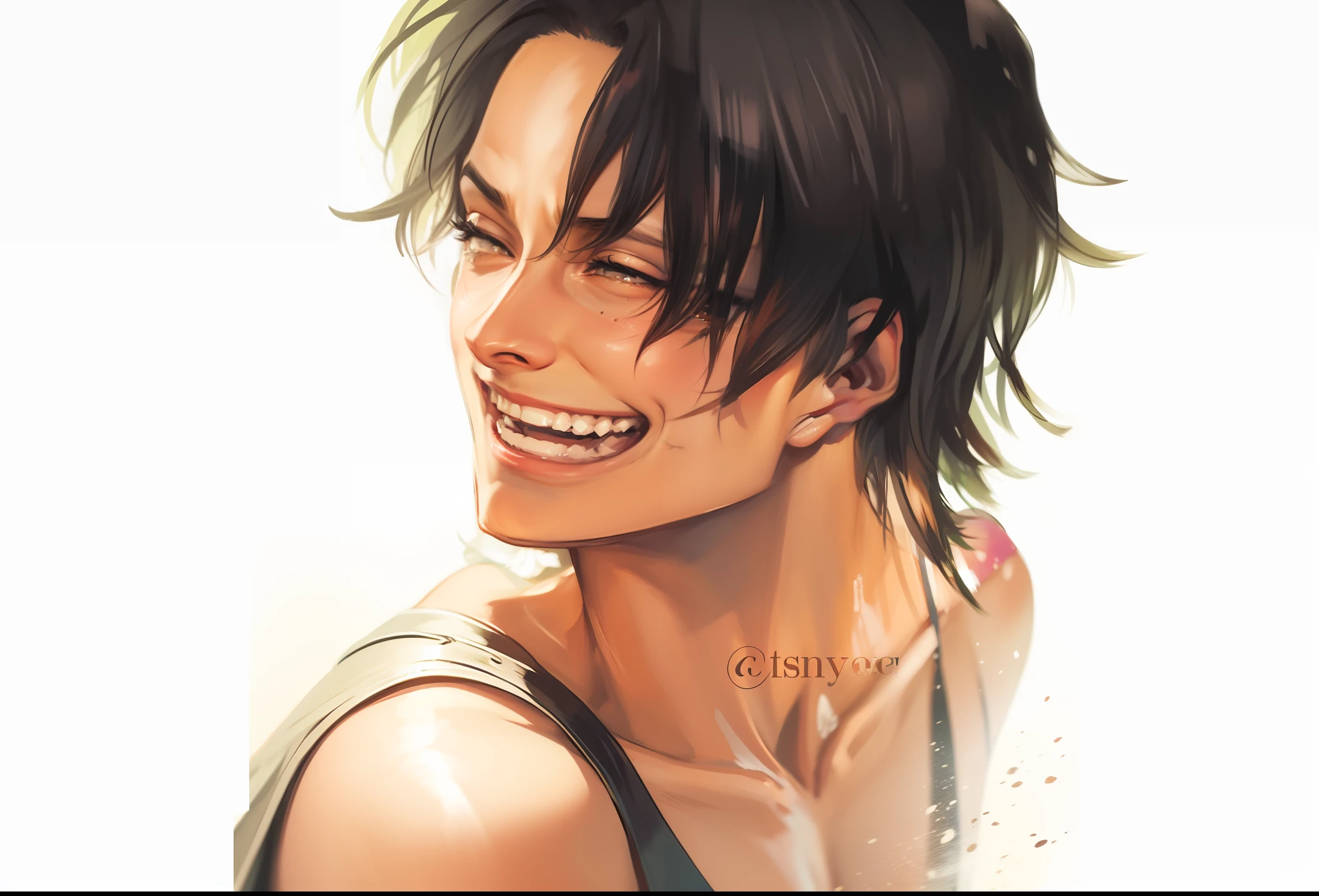 Ace from one piece smiling art realistic