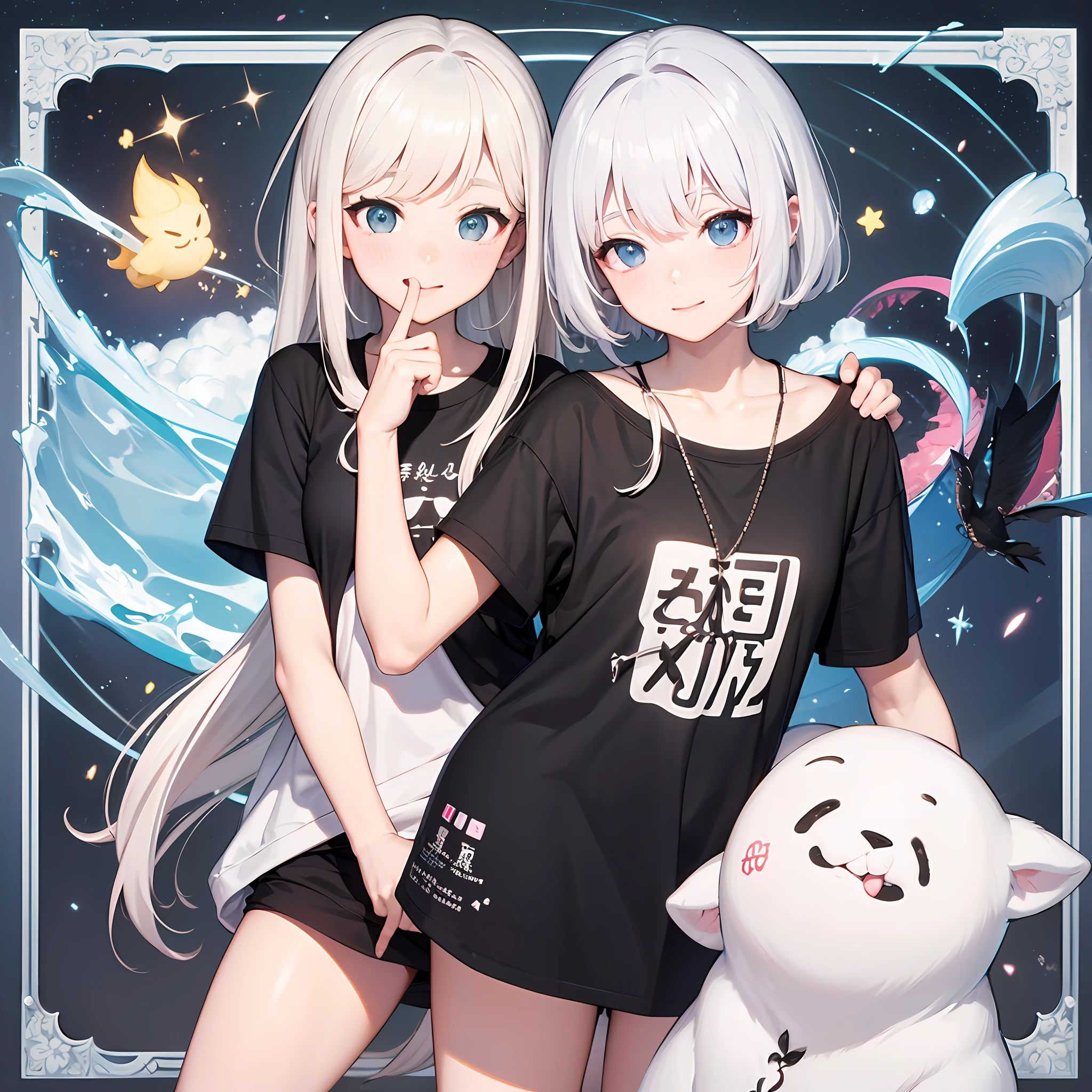 film effect,Fancy effects,complexdetails,Kizi,独奏,Petite,ssmile,White hair,tee shirt --auto