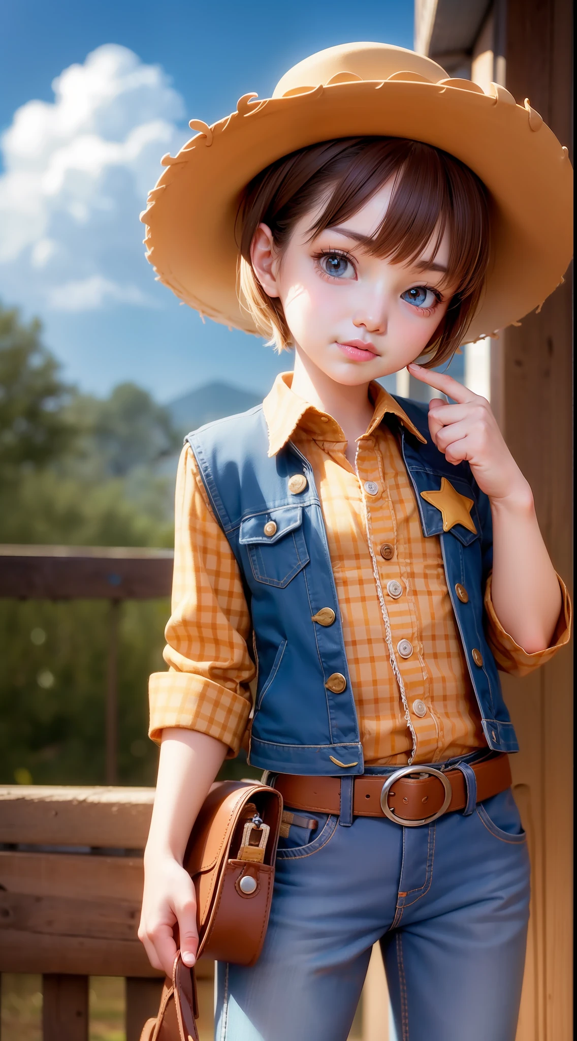 Toy Story, Cowboy hat, perfect eyes, no eyelash, cute Woody Cowboy Toy Story by Pixar big head