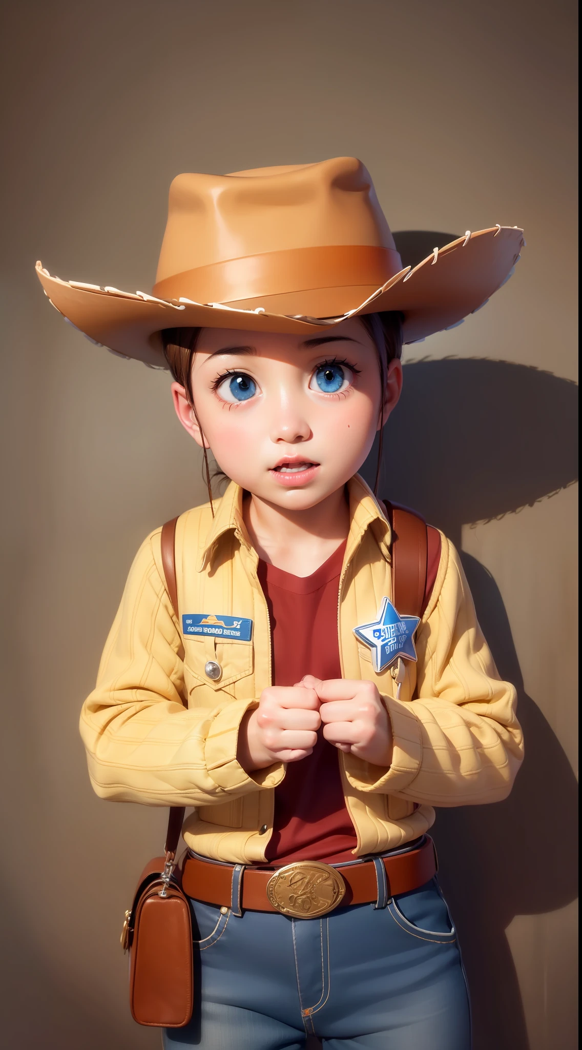 Toy Story, Cowboy hat, perfect eyes, no eyelash, cute Woody Cowboy Toy Story by Pixar big head