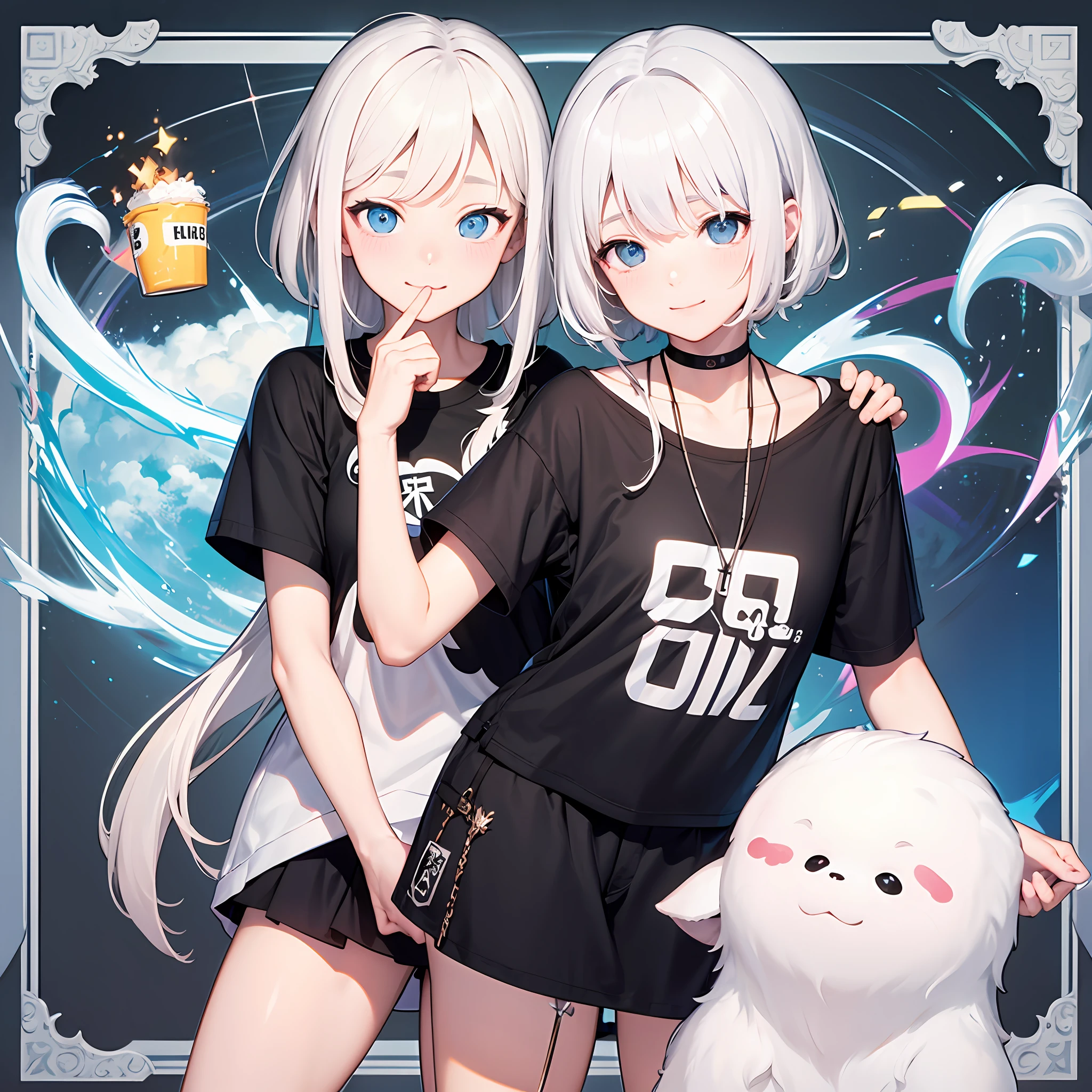 film effect,Fancy effects,complexdetails,Kizi,独奏,Petite,ssmile,White hair,tee shirt --auto