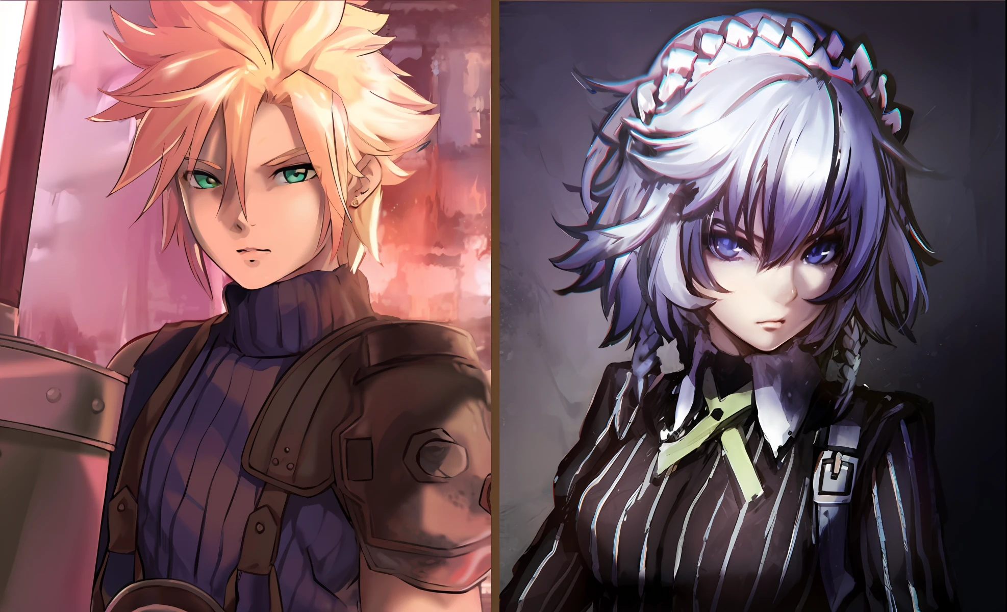 (Masterpiece : 1,8), 64k quality, final fantasy artwork concept, detailed manga eyes, detailed hair, detailed clothes, detailed body, cleaner designs, detailed face pronounced, shiny objects like jewels, see creases on clothes, more coherent clothing, more rounded eyes transparent liquid globular, more colors, more coherent clothing , correct the features of the clothes, better eyes contour, better shoulders, really colorful, coarser line, black line, finishing . (coarser line) (black line) (homogeneous rendering: 1.3)