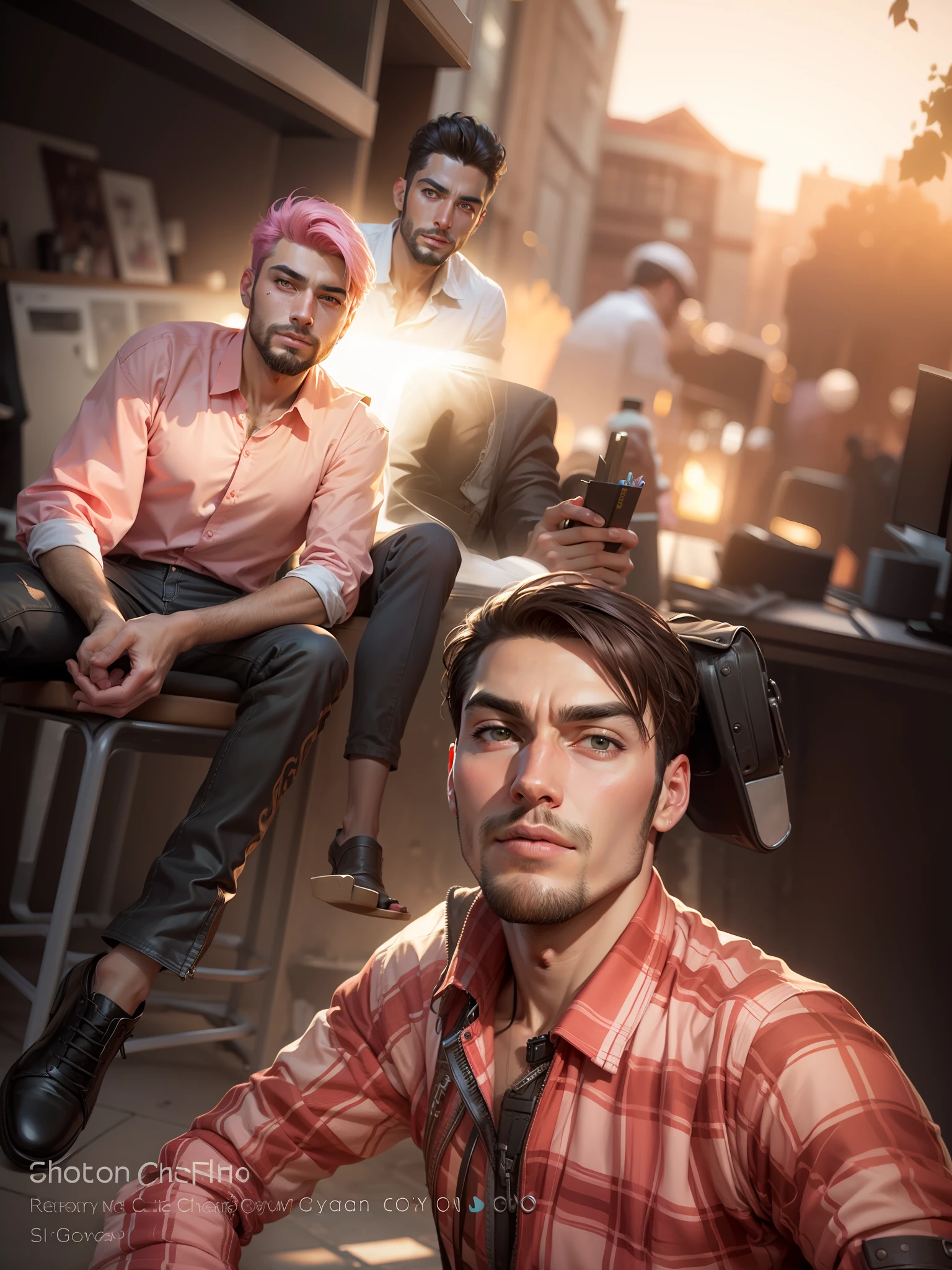 Change background realistic face handsome cyberpink ultra realistic face handsome