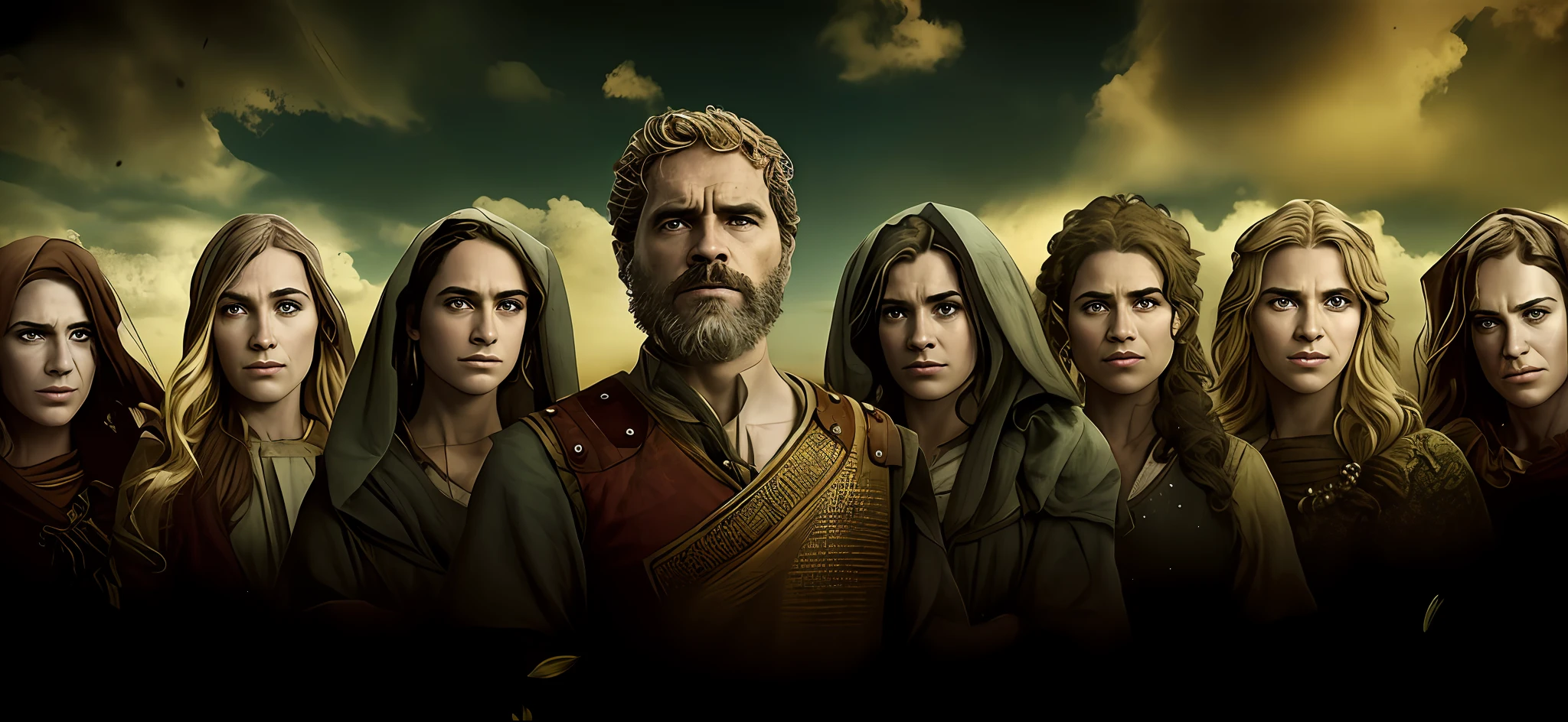 Imagem de um grupo de pessoas em um deserto, Imagem promocional, tv series, imagem promocional, arte promocional, still image from tv series, promocional ainda, biblical epic movie, arte chave, Directed by: Juan O'Gorman, foto de retrato, inspirado em Ed Benedict, cast, imagens promocionais, promo ainda, imagem promocional do filme, Netflix, Mateus Bento, Foto de capa