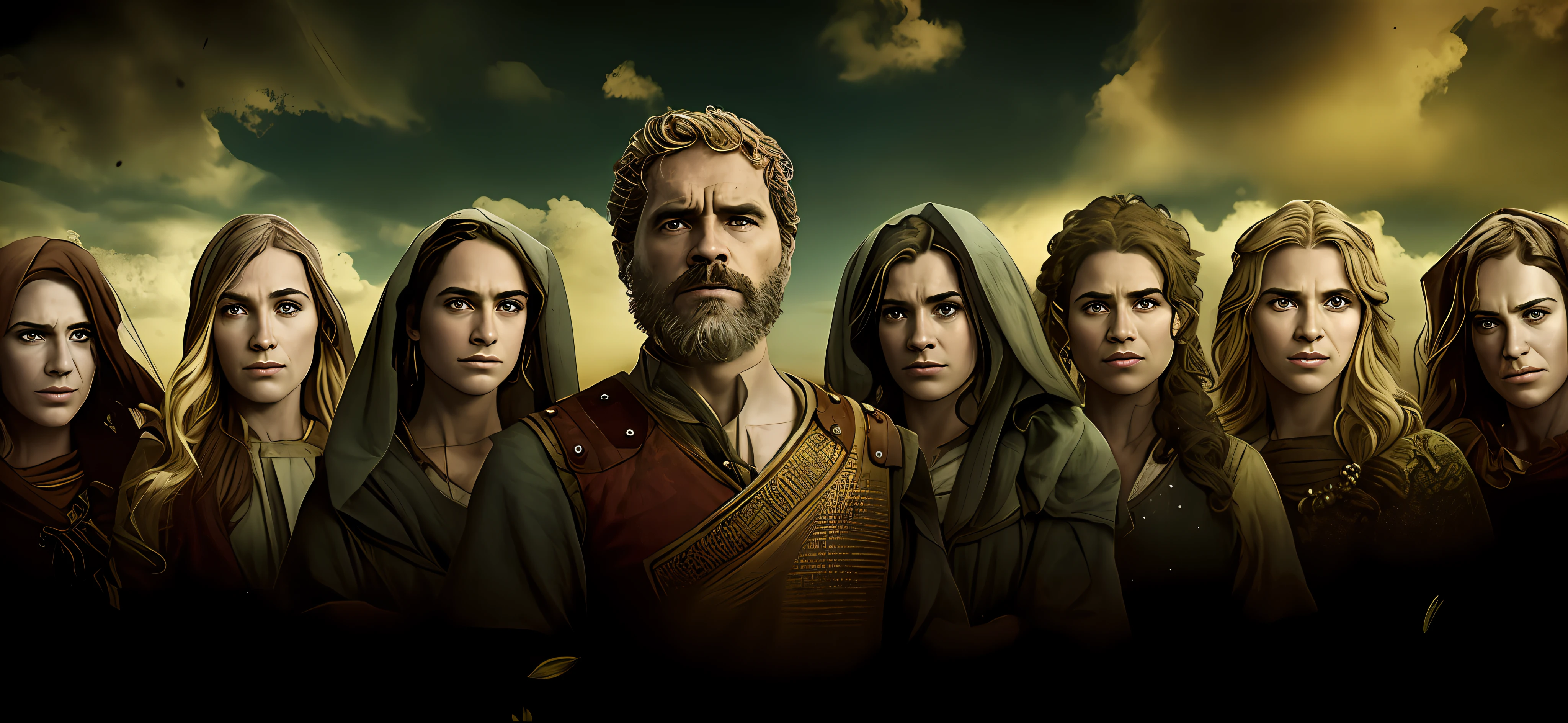 Imagem de um grupo de pessoas em um deserto, Imagem promocional, tv series, imagem promocional, arte promocional, still image from tv series, promocional ainda, biblical epic movie, arte chave, Directed by: Juan O'Gorman, foto de retrato, inspirado em Ed Benedict, cast, imagens promocionais, promo ainda, imagem promocional do filme, Netflix, Mateus Bento, Foto de capa
