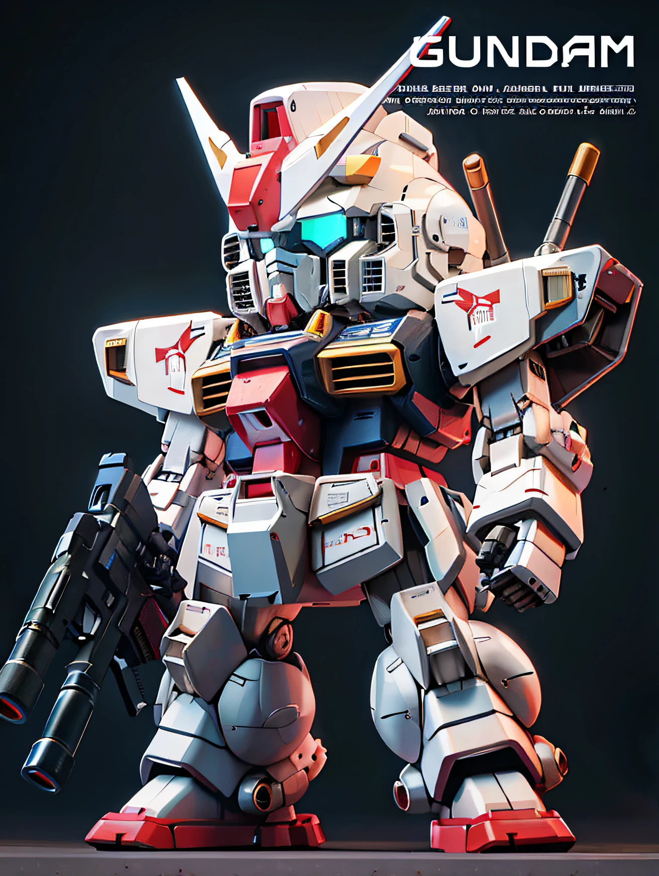 Close-up of a robot with a gun and a gun, gundam style, Rendered in redshift, alexandre ferra white mecha, Mobile Suit, highly detailed toy, drdisrespect as a gundam, Gundam Robot, # Mecha, Gundam armor, ArtStation masterpiece, gundam, red shift render, hyper detailed 3d render, hyper detailed 3d render