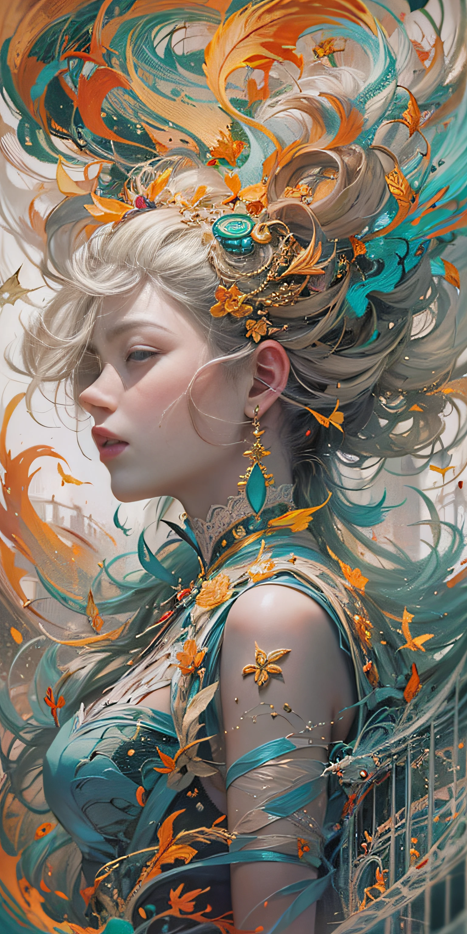 official art, unity 8k wallpaper, ultra detailed, beautiful and aesthetic, masterpiece, best quality, (zentangle, mandala, tangle, entangle), (fractal art:1.3) , 1girl, extremely detailed, dynamic angle, cowboyshot, the most beautiful form of chaos, elegant, a brutalist designed, vivid colours, romanticism, by james jean, roby dwi antono, ross tran, francis bacon, michal mraz, adrian ghenie, petra cortright, gerhard richter, takato yamamoto, ashley wood, atmospheric, ecstasy of musical notes, streaming musical notes visible