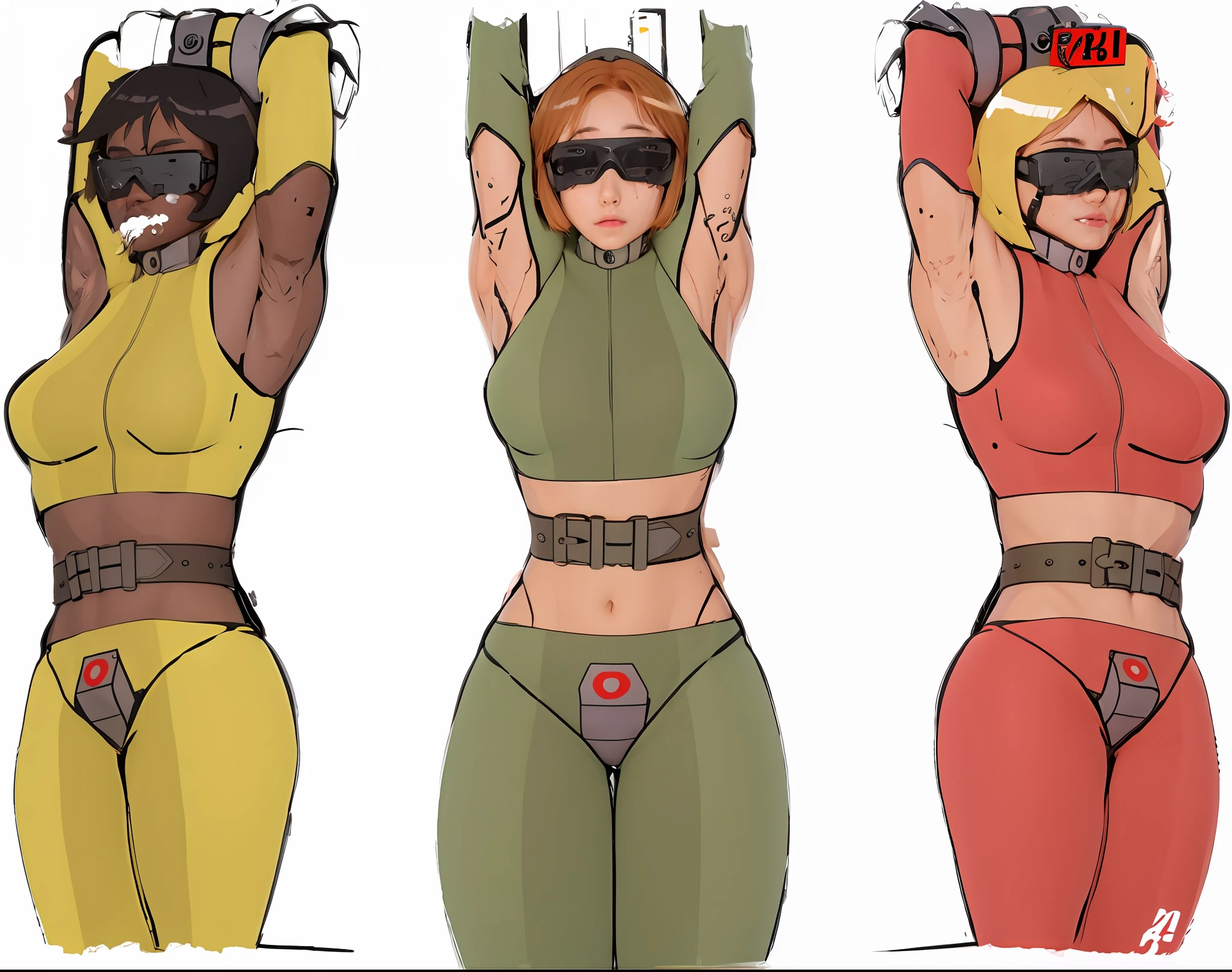 best quality, masterpiece, arms up, camisole, medium breasts, realistic 3d art