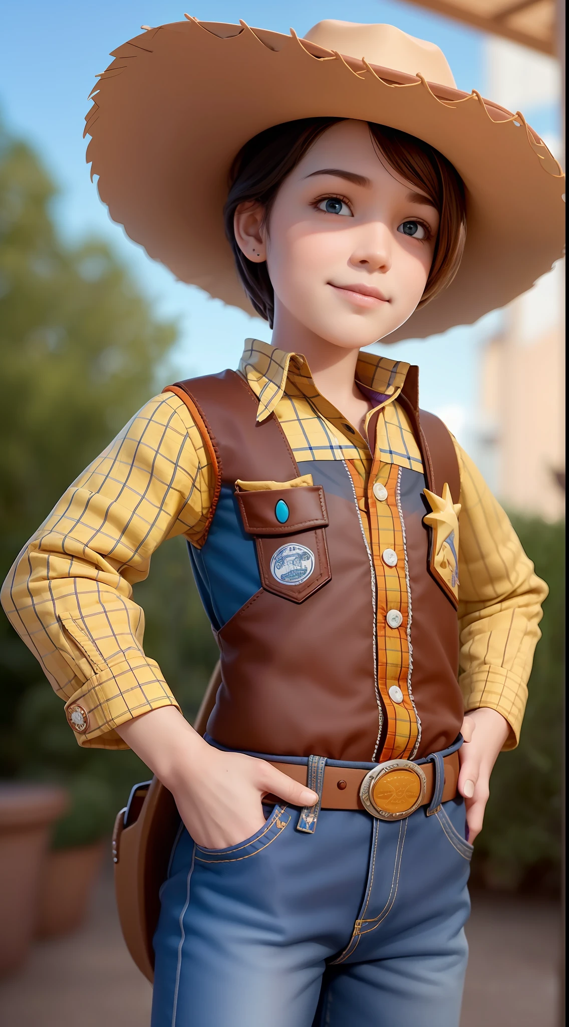 Toy Story, Cowboy hat, perfect eyes, no eyelash, cute Woody Cowboy boy Toy Story by Pixar funko big head