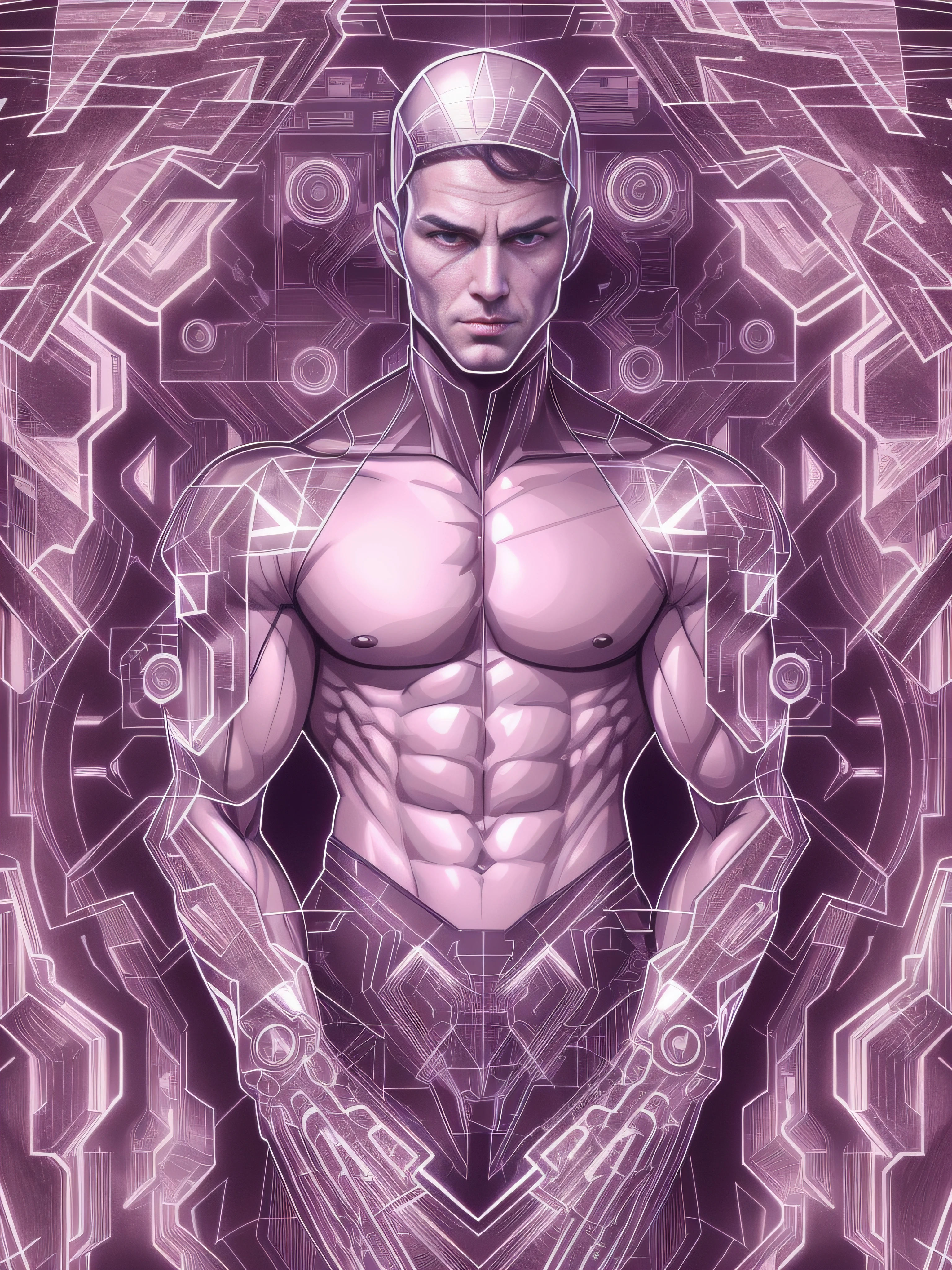 (The art of leading technology，1.4)，Ahead of the curve，（Electronic systems: overhead humanoid robots，Naked muscular masculinity：1.2），（tmasterpiece，best qualityer，Official fine art， Aesthetics：1.2），（Hyper-detailing），（（see-through thong：1.2））（（Biopunk，Cyborg man：1.1））（（various old tvs in the background：1.1））finely detailled，Most Best Illustration，hand-drawn high quality，（scybernetic，hight contrast），（Have a detailed brain that you can see：1.3），（Artistically），Line drawing，（Complex lines），Clear lines，s fractal art，Brush strokes，ukiyo-style，（nakeness，Muscular macho，full-body portraits，see-through thong，Extreme closeup：1.1），（Muscular macho，Skin tone transparent tweezers：1.1）（,With a delicate heart that can be seen：1.1），The perfect facial features of a supermodel，whole body show（muscles cable wires：1.2），Large scene composition，Perfect pectorals and abs，Mysterious night，Extremely provocative and sexy（Add details），（detailedbackground：1.2），（|cyber punk perssonage，core，），A high resolution，extremy detailed（（Realistic skin，Ultra-artistic，I only wore a pair of transparent thongs with a skin tone，The internal structure is faintly visible：1.2））（（whole body display，Extreme detail：1.2））（Canon M50|100mm|sharp fokus |Gently|ultra-realistic realism |The is very detailed|intricately details |blood vessel ：1.2）