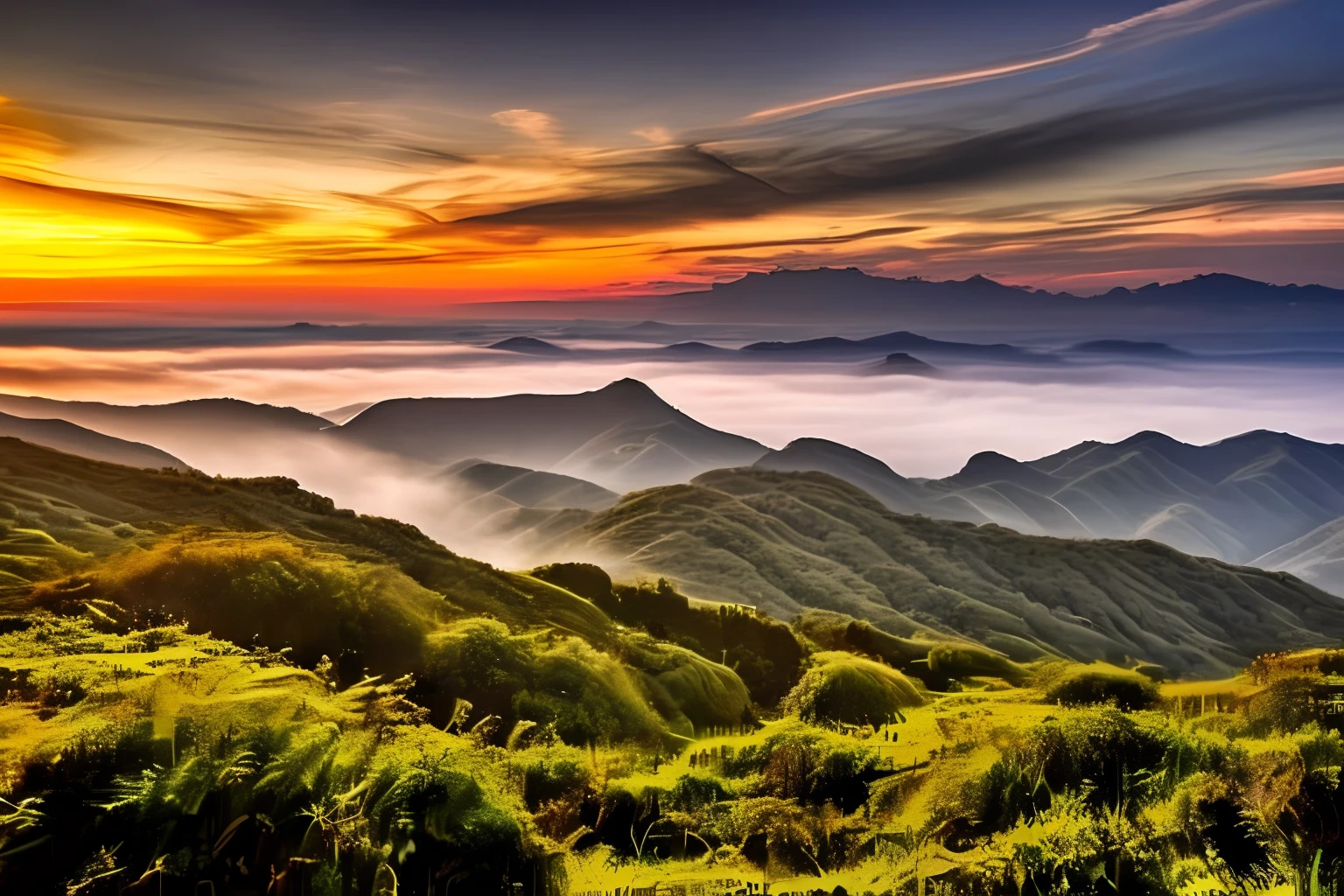 sunraise，Yunxia，Mountains，Real Scene、Golden、Beautiful，large scene，No Man，Burning clouds，Sea of Clouds，overlooks，The sea of clouds is shining with brilliance