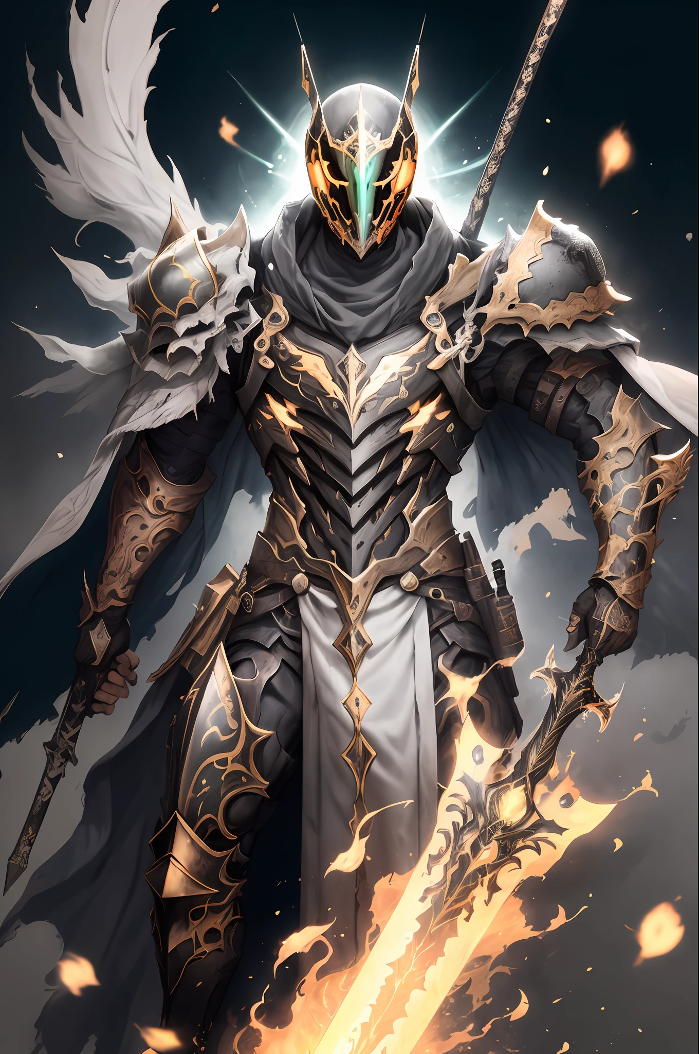 CGDivine Espada, armadura, arma, solo, 1Meninos, Foco Masculino, A espada, Capacete de ombro, titular, Capacete, com luz brilhante, segurando uma arma, Pegue uma espada,Pegue Arma ,cadeira sedan, chest plate, Luvas, totalmente blindado, Capas, armadura preta, arma brilhante, epic glow,fundo colorido