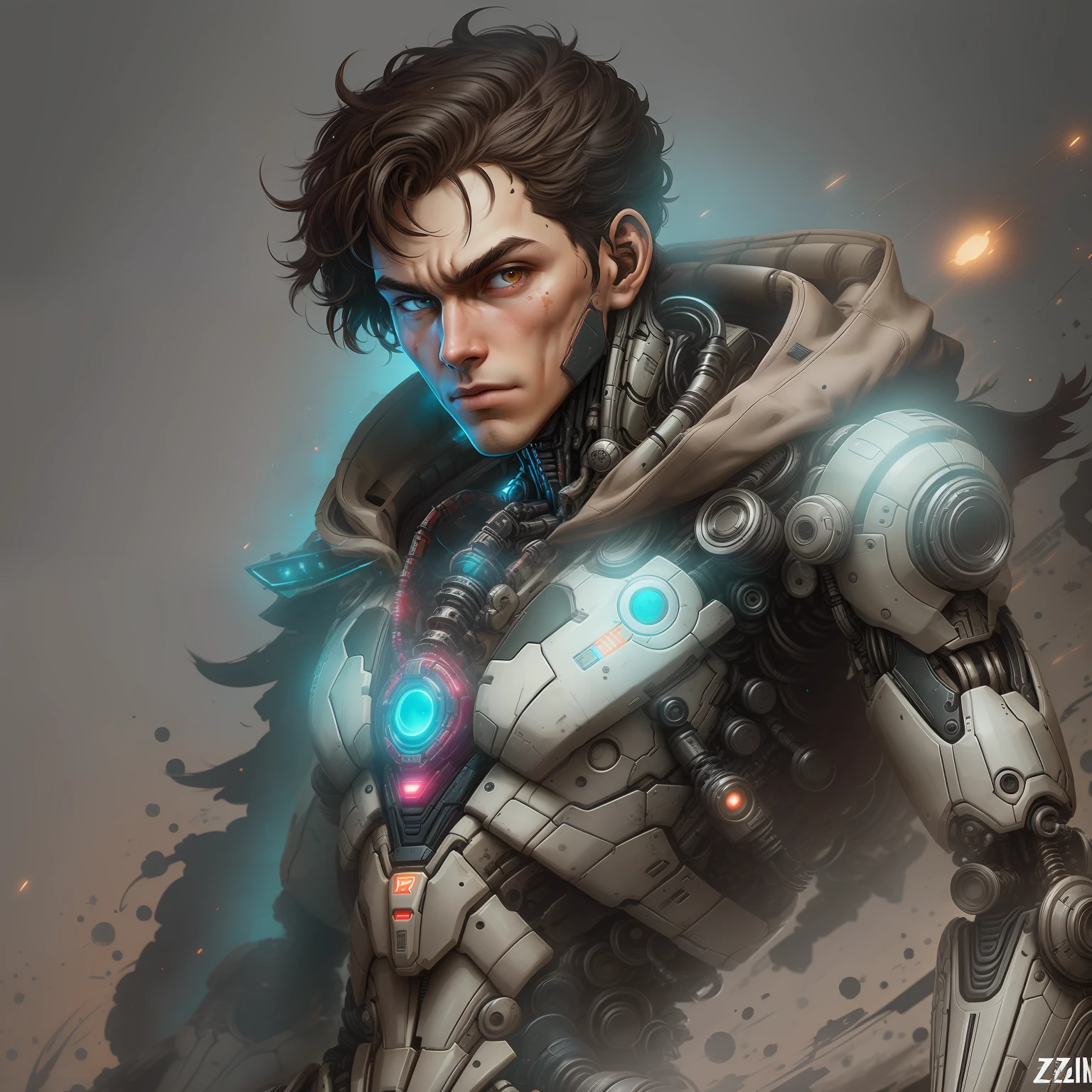 Robin: Jason Todd from DC Comics 13 year old boy photography, biomechanical, complex robot, full growth, hyper-realistic, insane small details, extremely clean lines, cyberpunk aesthetic, masterpiece featured on Zbrush Central