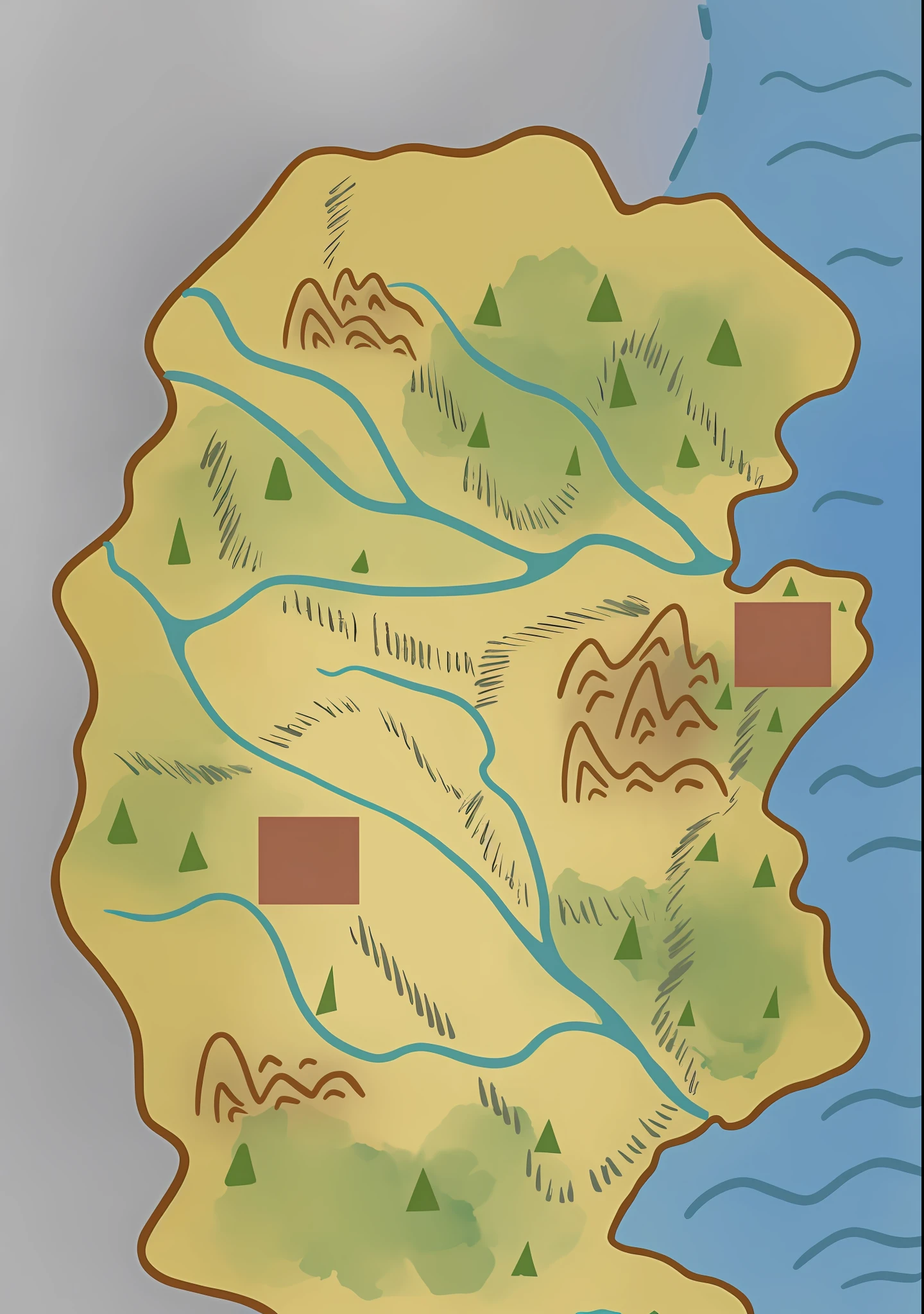 Map of Arafeld,A small island has a river running through it, zelda breath of the wild map, ancient fantasy regional map, Detailed map, D&D style fantasy map design, simple fantasy map, Map of Patryne, based on geographical map, Grid-free DND map, Game map, an isometric fantasy map, highly detailed map, river delta, D&D Map