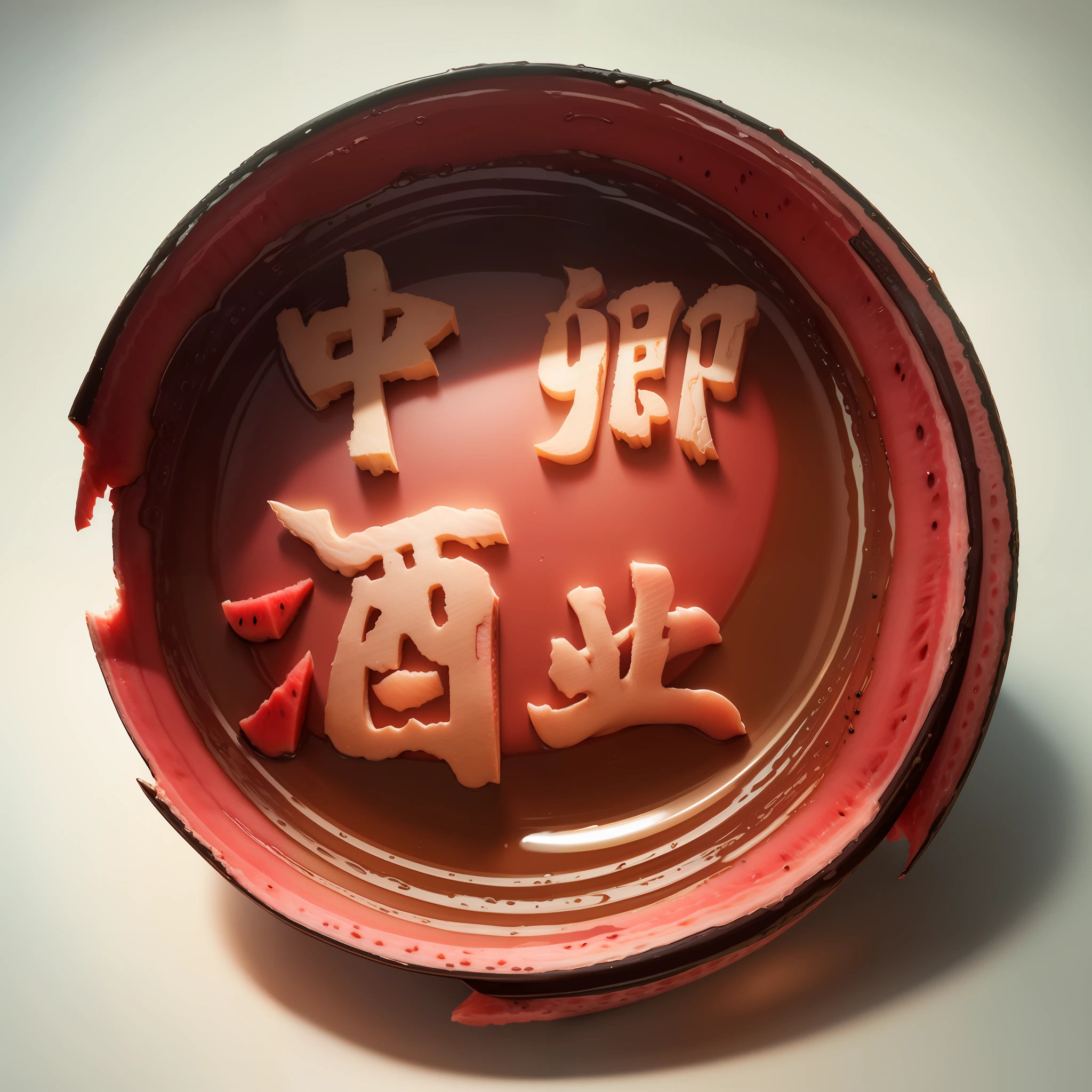 Red watermelon,Three-dimensional words,shadowing