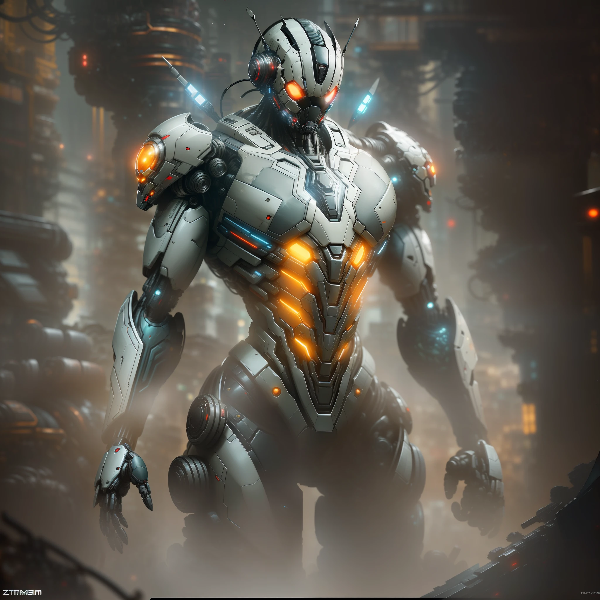 Antman from Marvel photography, biomechanical, complex robot, full growth, hyper-realistic, insane small details, extremely clean lines, cyberpunk aesthetic, masterpiece featured on Zbrush Central