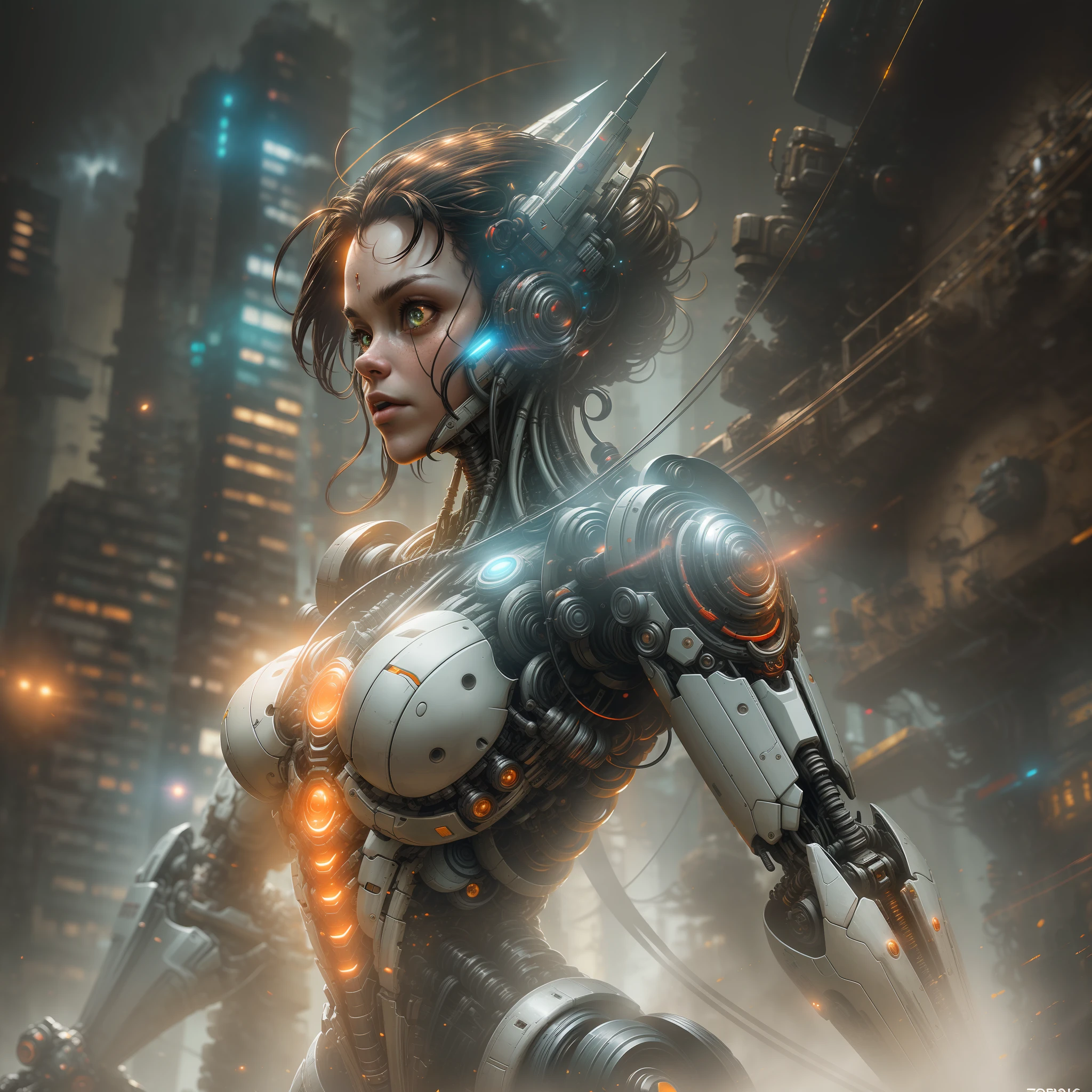 Robin from DC Comics photography, biomechanical, complex robot, full growth, hyper-realistic, insane small details, extremely clean lines, cyberpunk aesthetic, masterpiece featured on Zbrush Central