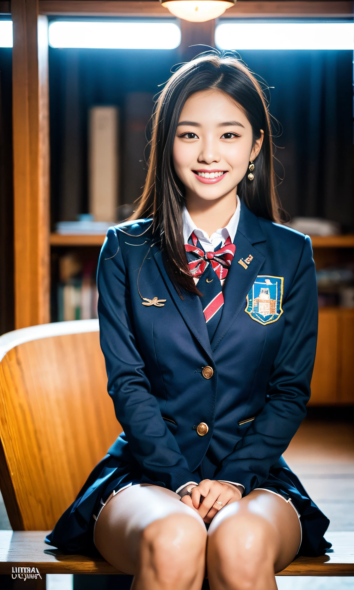 ulzzang -6500-v1.1, (Raw foto:1.2), (Photorealsitic:1.4), a beautiful detailed girl, japanes、2 legs、2 arms、extremely detailed eye and face, beatiful detailed eyes、Panchira、Glamour、plumw、 Panchira、pantiy、full bodyesbian、underpants、Show Pants、Sit up、Ridiculous, unbelievable Ridiculous, huge filesize, ultra-detailliert, hight resolution, ighly detailed, top-quality, masterpiece, Kemomimi, ((Japanese girls' high school uniform)), illustratio, ighly detailed, nffsw, unification, 8k wallpaper, magnifica, finely detail, masterpiece, top-quality, Highly detailed ticker uniform 8K wallpaper, Light on the Face、电影灯光、a 18 year old girl、a smile