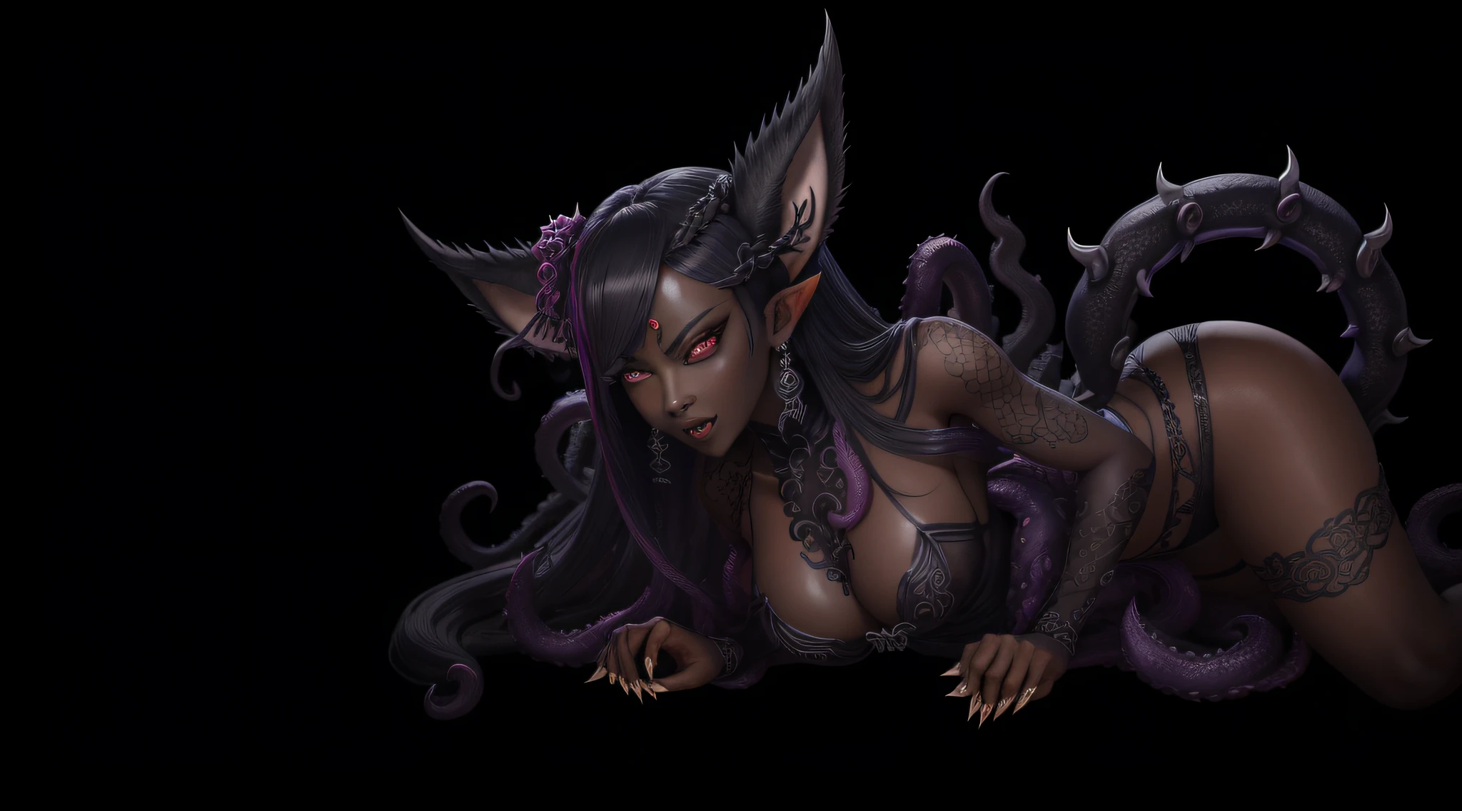 textured skin，Three eyes, Large ears, poison fangs, sneering，Touch your chest，Hela hairstyle，D罩，Eight-claw tentacles，Kirin arm，Masturbation，onbed，Six women touched each other，transparent panty，korean people