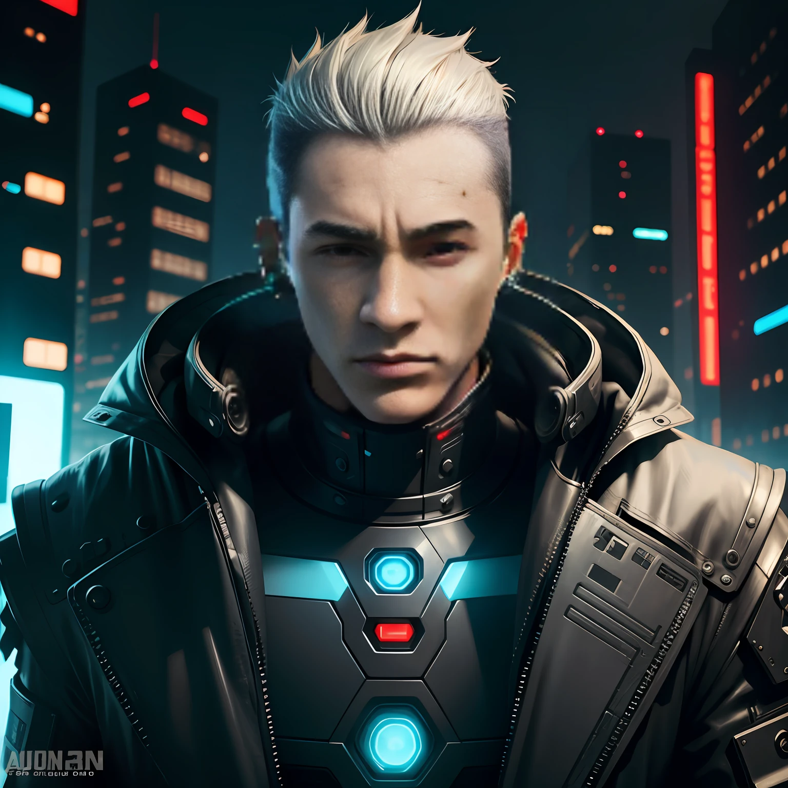 realistic detail full face of futuristic cyberpunk cyber man --auto