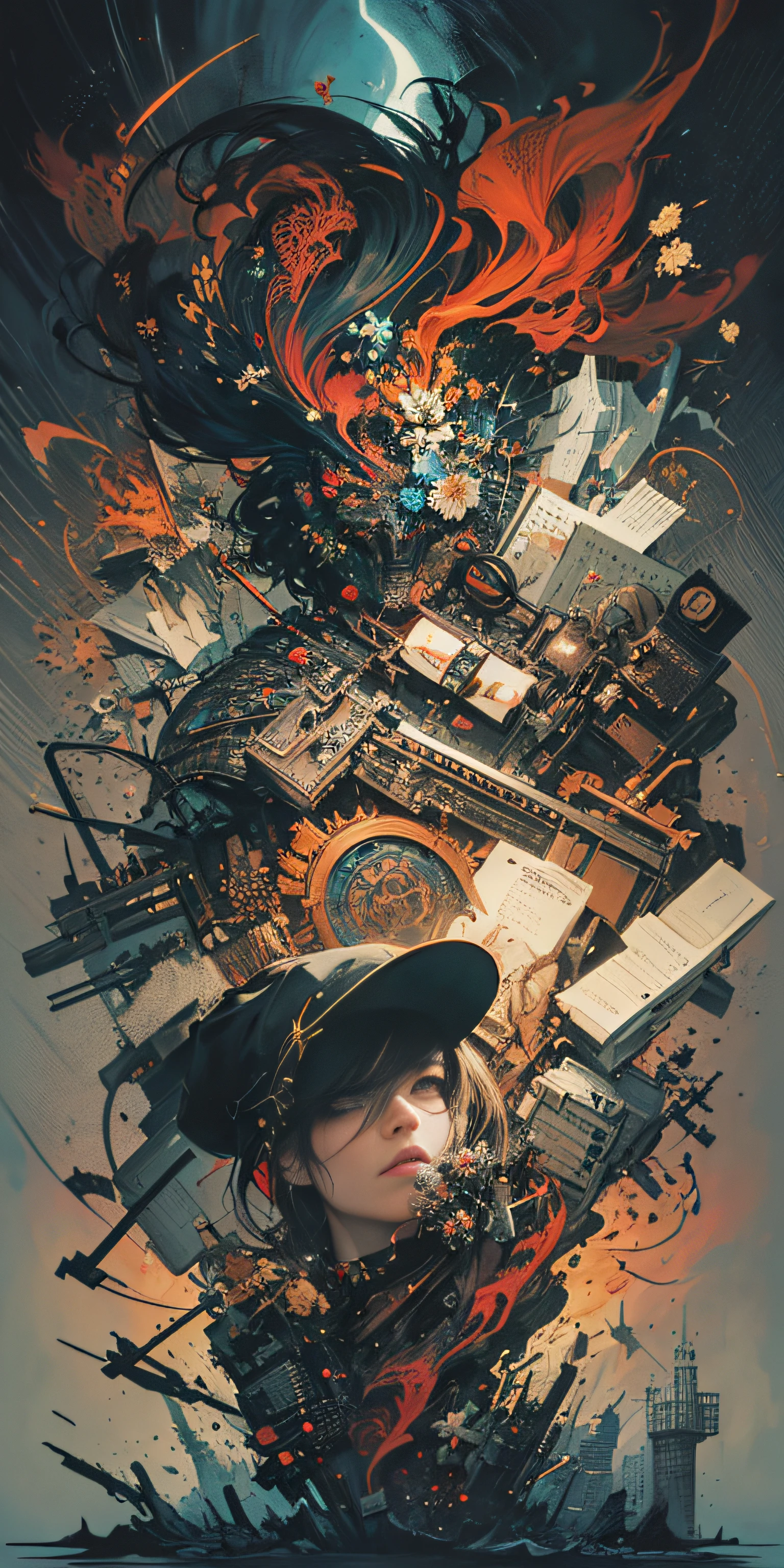 official art, unity 8k wallpaper, ultra detailed, beautiful and aesthetic, masterpiece, best quality, (zentangle, mandala, tangle, entangle), (fractal art:1.3) , 1girl, extremely detailed, dynamic angle, cowboyshot, the most beautiful form of chaos, elegant, a brutalist designed, vivid colours, romanticism, by james jean, roby dwi antono, ross tran, francis bacon, michal mraz, adrian ghenie, petra cortright, gerhard richter, takato yamamoto, ashley wood, atmospheric, ecstasy of musical notes, streaming musical notes visible