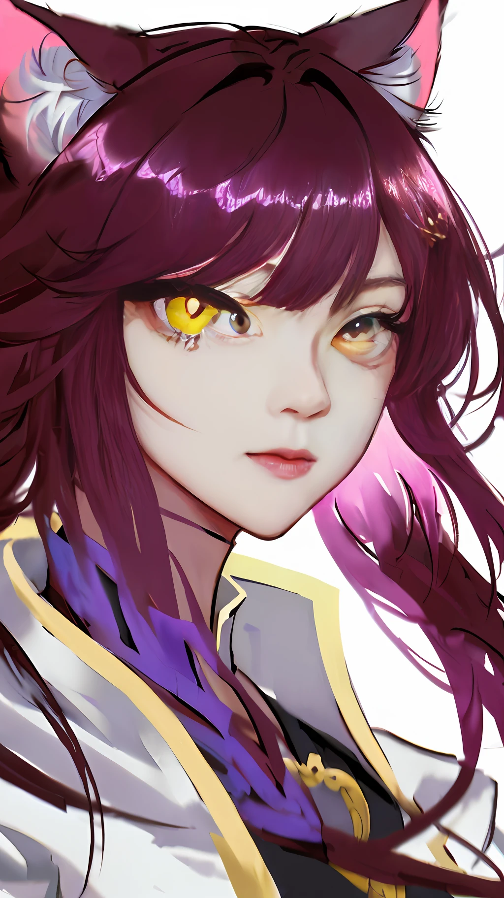 One dressed in purple,Close-up of a woman with cat ears, by Yang J, Extremely detailed Artgerm, full-body xianxia, G Liulian art style, rossdraws sakimimichan, portrait of ahri, Yun Ling, wlop rossdraws, IG model | Art germ, rossdraws 2. 5, kda