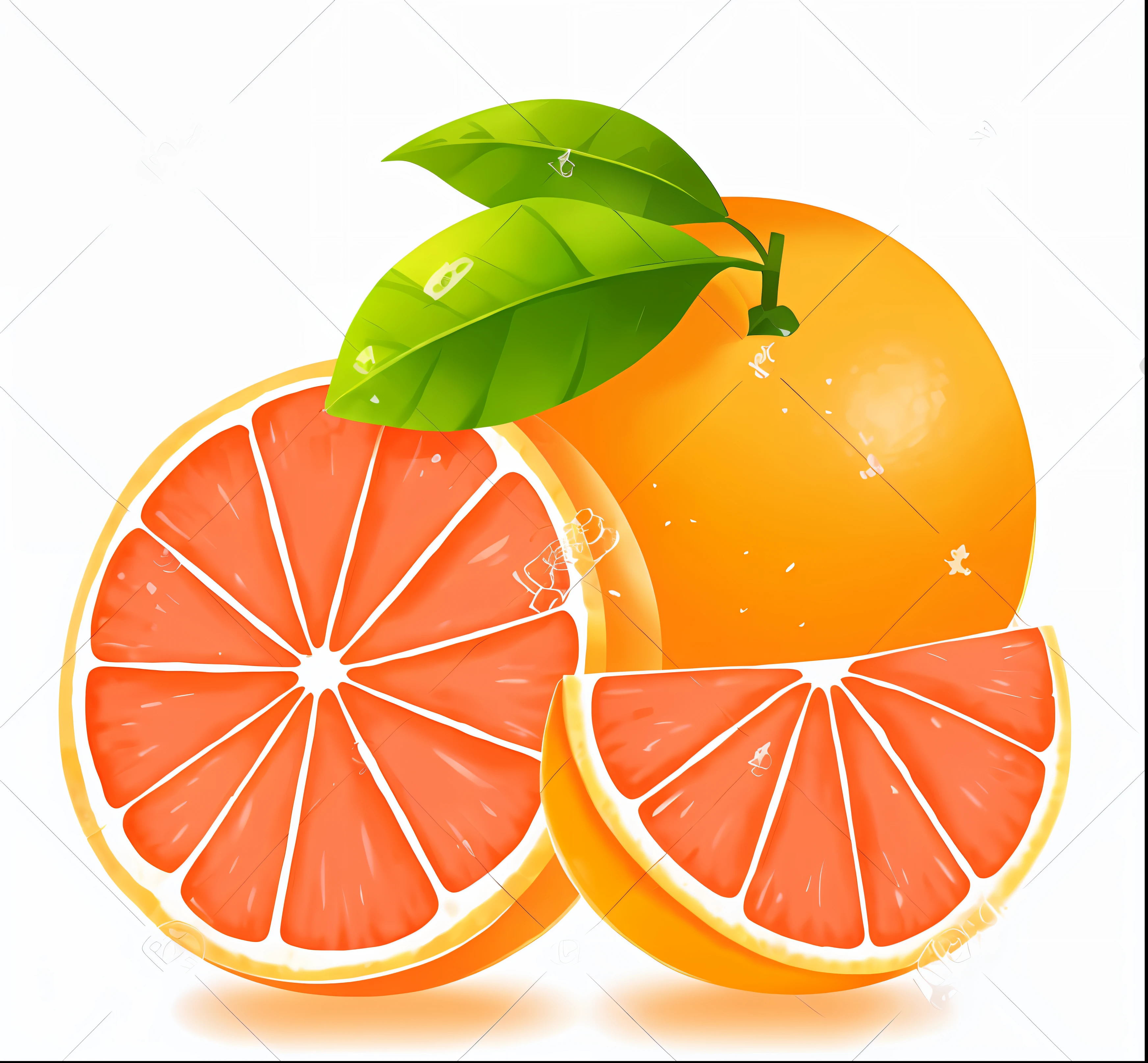 Grapefruit with leaves and slices on white background, sliced grapefruit, oranges, Orange skin, Orange flakes, Orange, Oranges and orange slices, Orange slices, Orange background, orange backgorund, Orange color, hd illustration, illustration”, an orange, detailed vector, apple orange, 1024x1024, very orange, Orange body