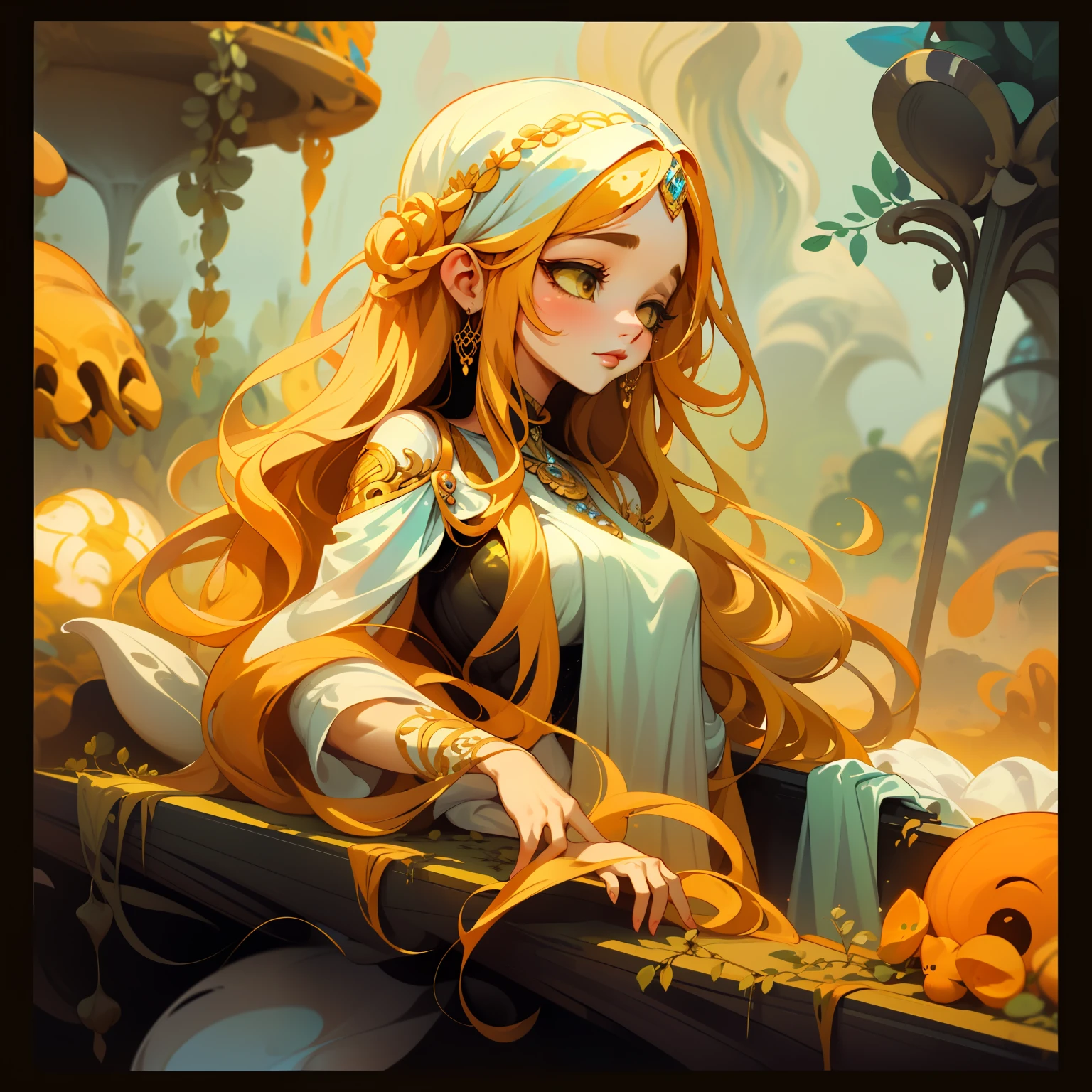 adesivo,1girl, fundo simples, retrato, girl with long hair, beautiful goddess girl, goddess aesthetic, beautiful girl, very beautiful fantasy art, beautiful and elegant female goddess, beautiful detailed fantasy, yellow and white color palate, yellow color-theme