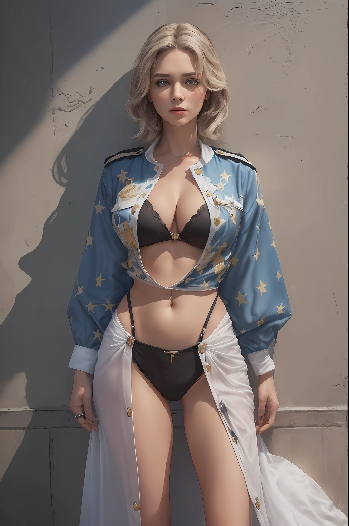 ((( Linda Mulher usando roupa de policial americana, cabelos curtos e pretos, pele branca e macia, lindos olhos castanhos, arte realista estilo Midjourney, dreamlikeart, 4k, UHD, studio illumination))) --auto --s2