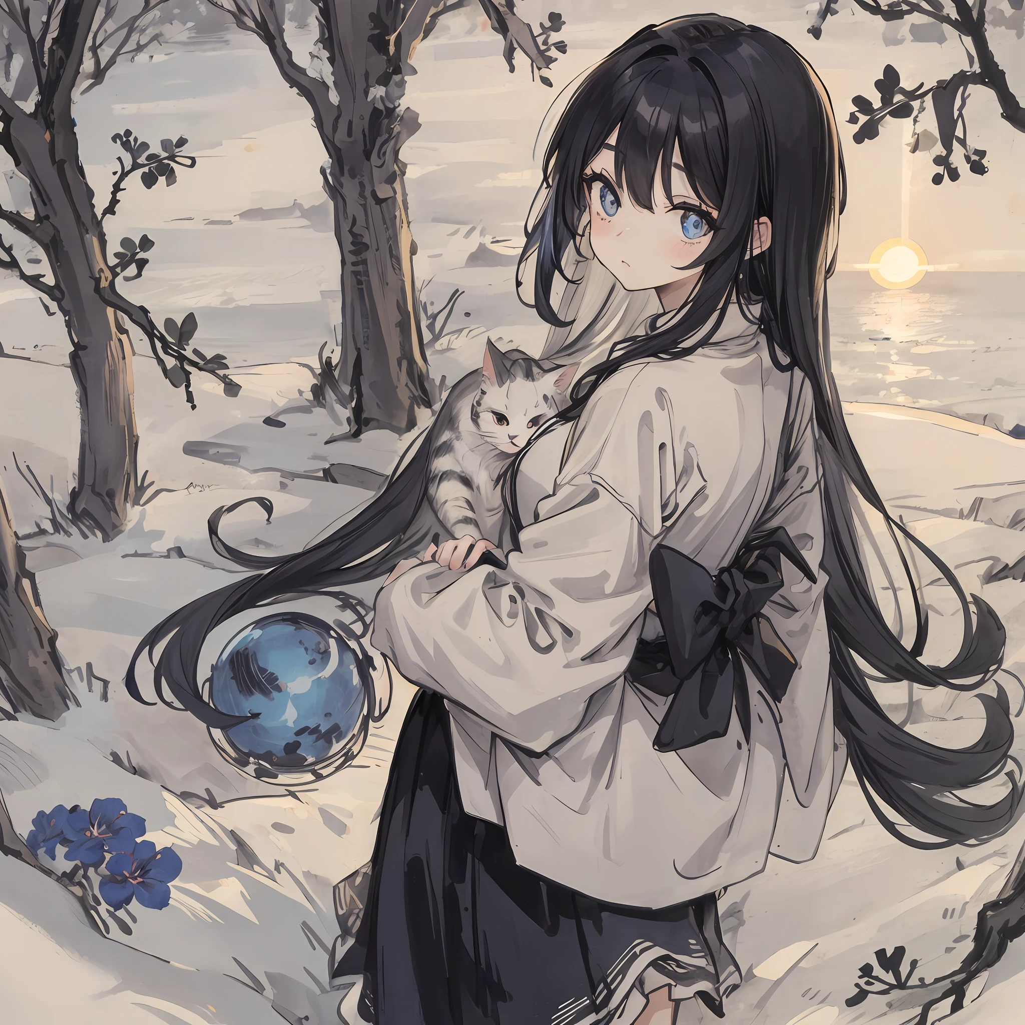 Cat,Blue,Cute,Big eyes,masutepiece,the morning sun