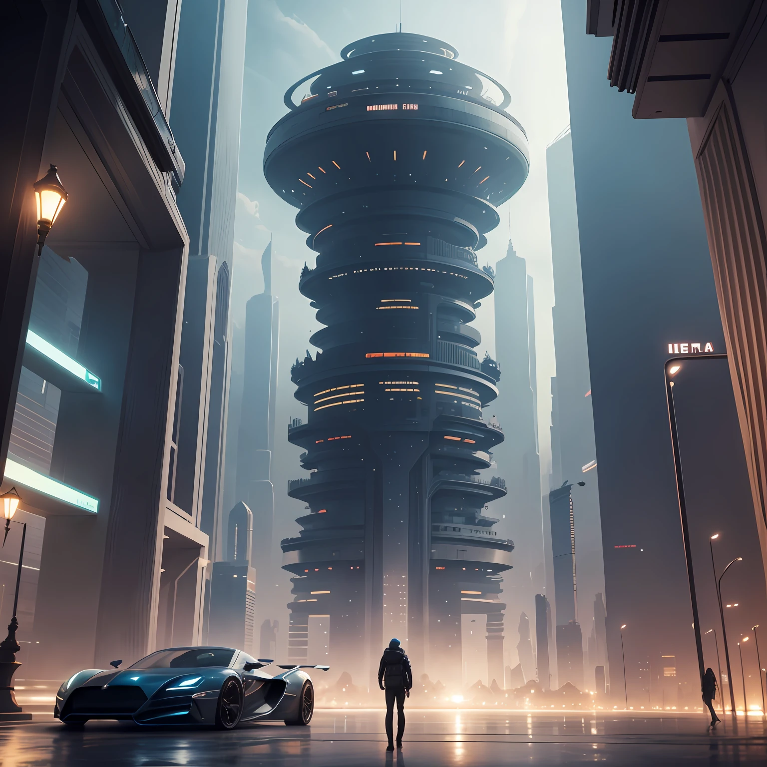 I want a well-developed futuristic city, com dores fria, uma cidade grande --auto