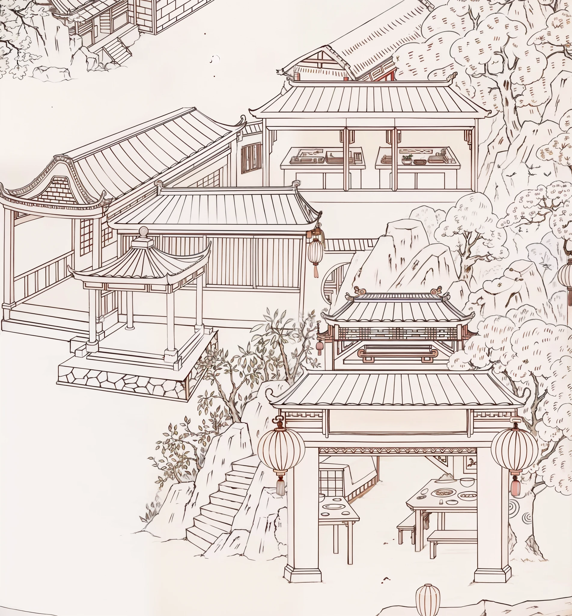 Ancient Chinese landscapes,Ancient buildings,Pavilions,Carved beams and paintings,enchanting scenery,Night,Moon light,Layered, Rich light and shadow,Mid-Autumn Festival, Ink painting style,clean color,Low-saturation colors,Colors of low brightness,Decisive cut,Leave white space,impressionistic,tmasterpiece,ultra - detailed,Epic composition, HighestQuali,hyper realisitc,Art germ --v 6