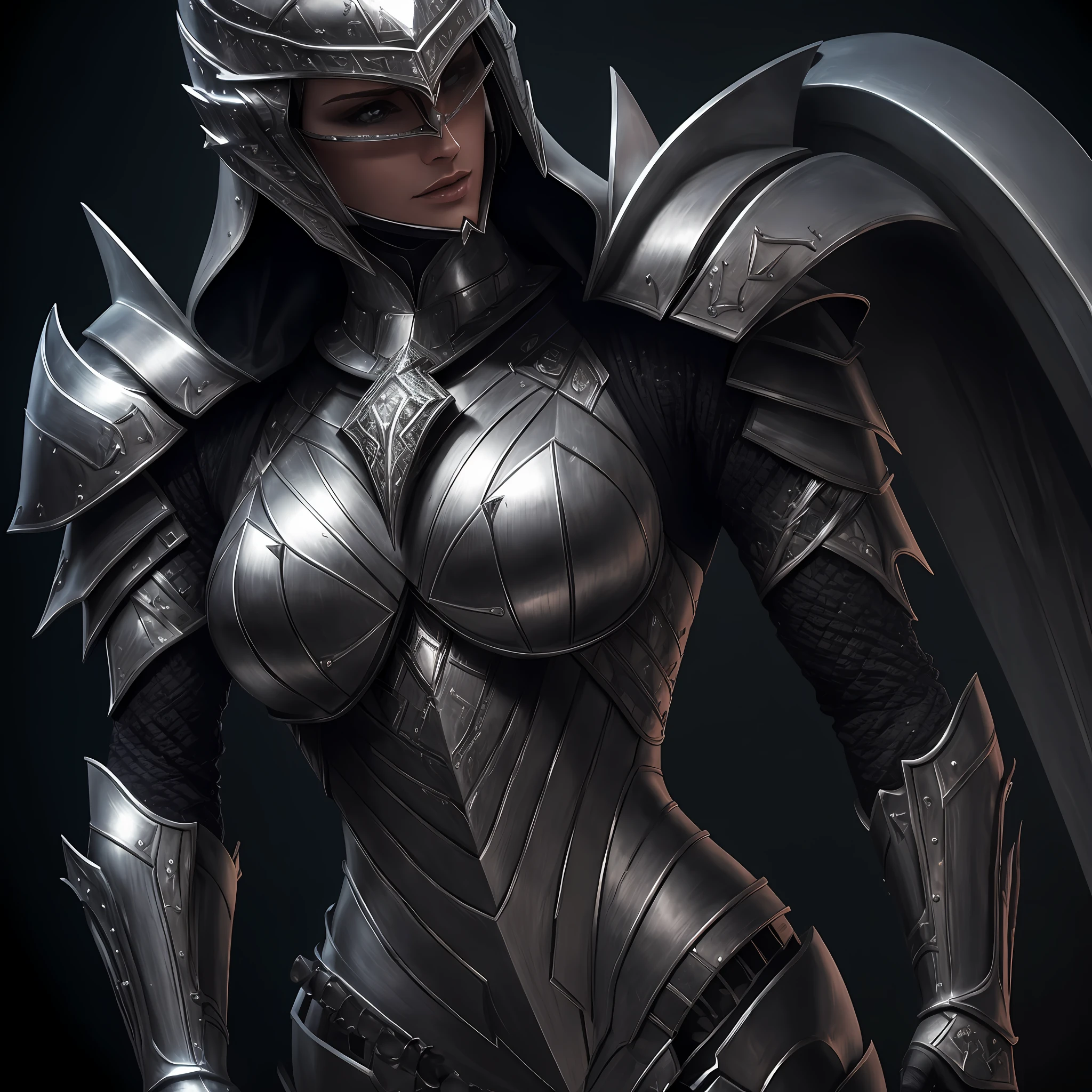 Women wear armor，Set with diamonds，be full of details，full bodyesbian，ultra-realistic realism，parfect anatomy，face muscles，chips，rendering by octane，HR Giger style，8K，Best quality at best，Artistically，absurderes，Mechanical details，Long sword in hand， --auto