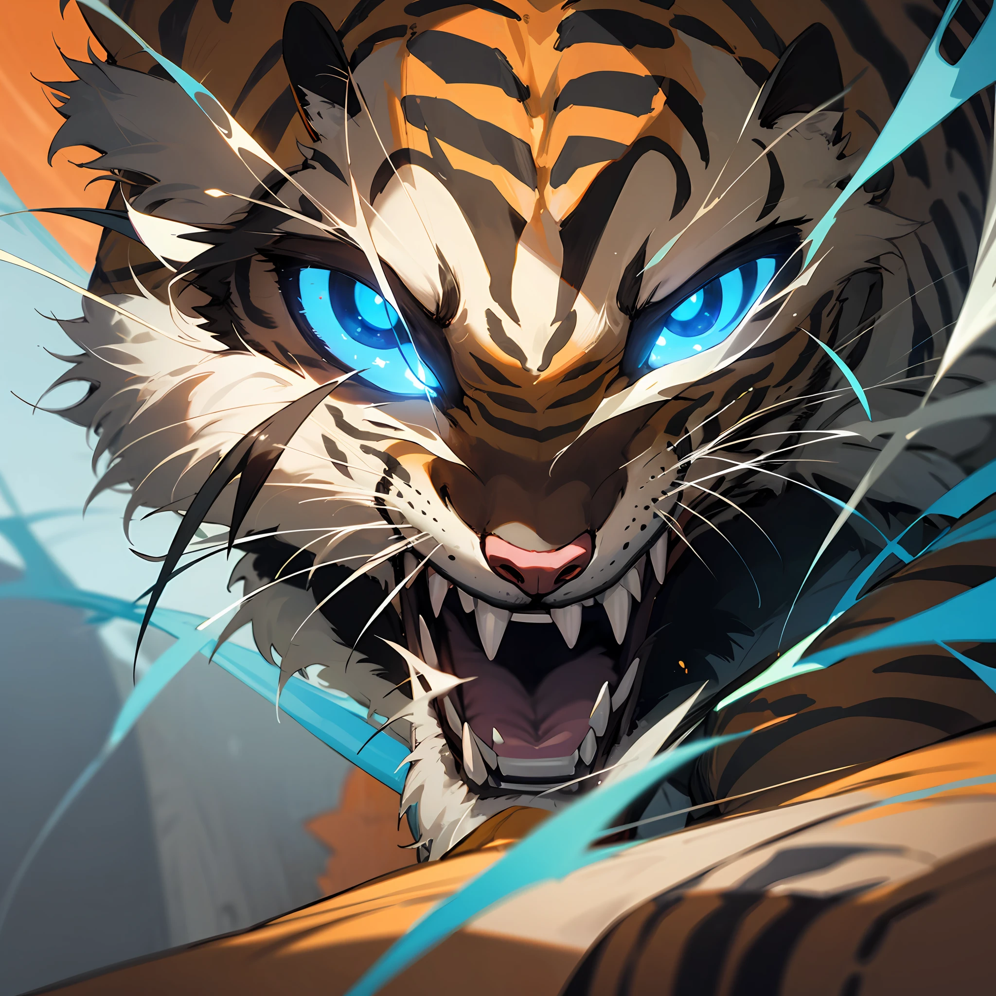 A terrifying giant tiger,There is light in the glasses,tmasterpiece