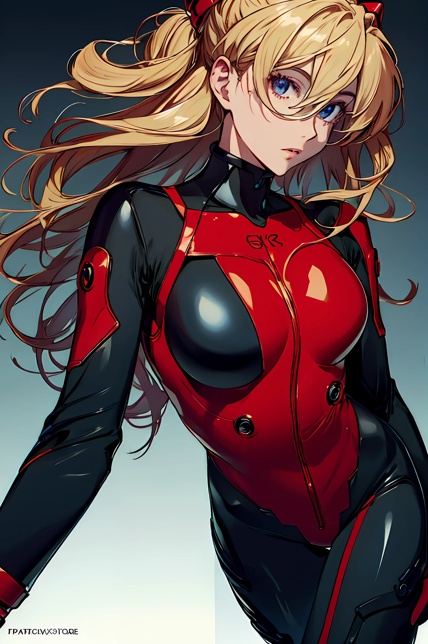 electric scooter, Official art, Unity 8k Wallpapers, ultra-detailliert, Beautifully Aesthetic, masterpiece, top-quality, realisitic, a closeup, Skindentation, Souryu Asuka Langley, Interface headset, bodysuit under clothes, A detailed eye, A detailed face, detailed hairs, black backgrounds, straight-on, looking at the viewers, The sheen, Ride an electric skater, full body Esbian, red body suit