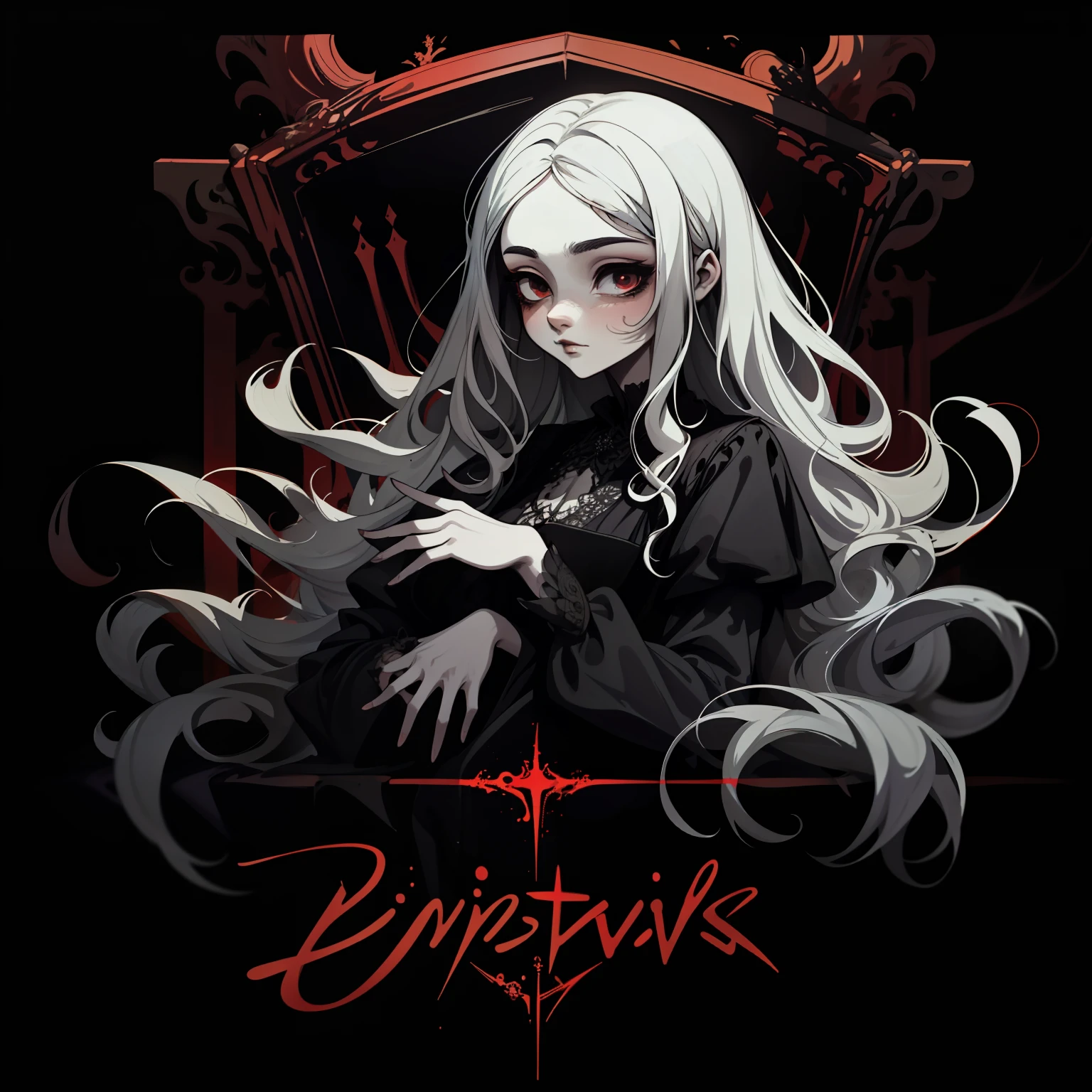 adesivo,1girl, fundo simples, retrato, girl with long hair, beautiful gothic girl, gothic aesthetic, beautiful girl, very beautiful fantasy art, beautiful and elegant female gothic, beautiful detailed fantasy, black and red color palate, black color-theme