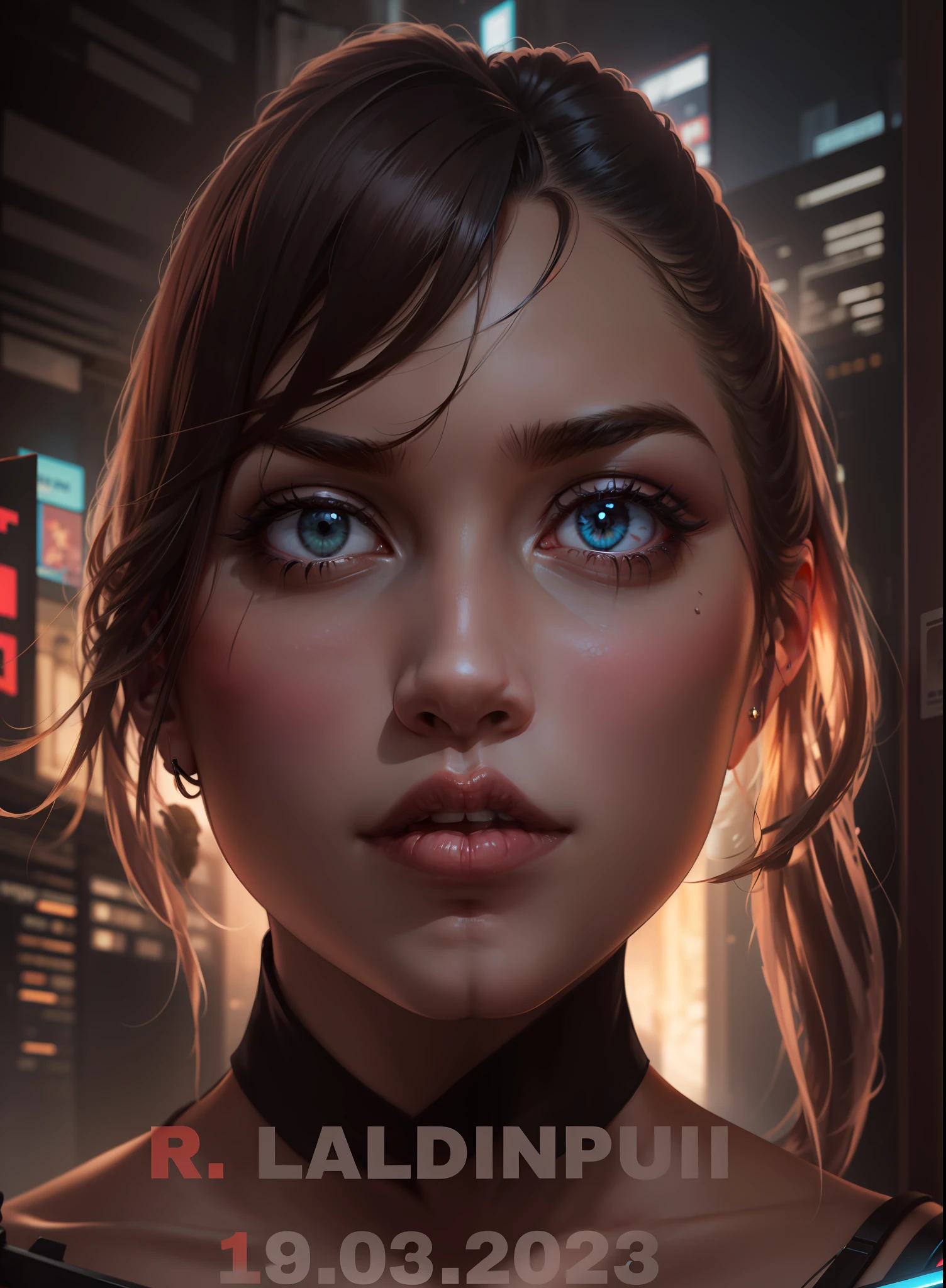 Realistic 8k, Pretty girl, cyberpunk, carrying gun, with cat on shoulder,