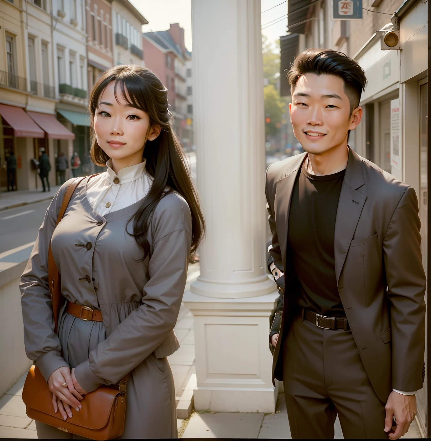 Jeannie and Henry, a 20 years woman and a man, Asian American, happy, 16k kodak resolution perfect detail --auto