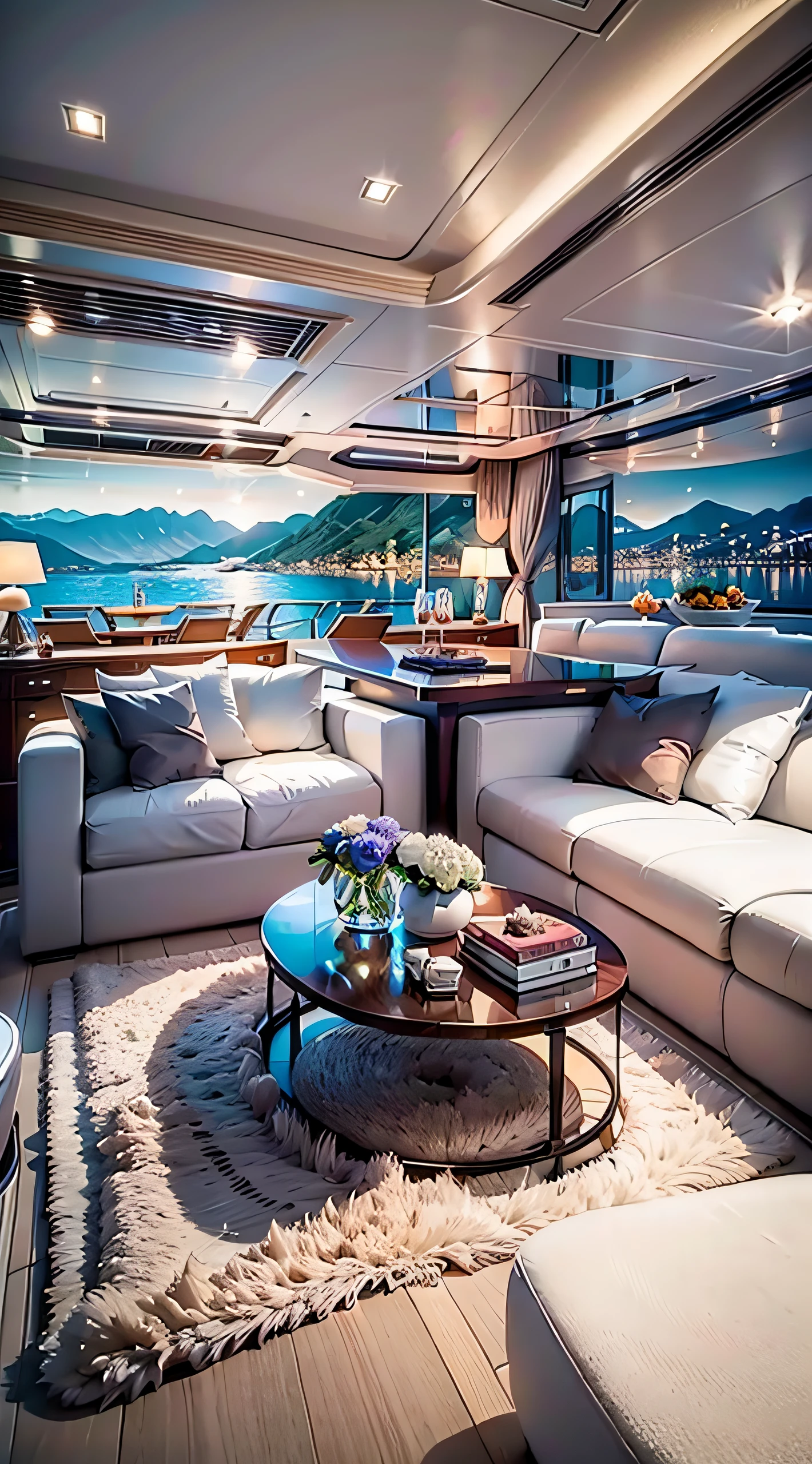 Party on a yacht,Mare,Iot,Yacht front,Yacht interior,In the daytime